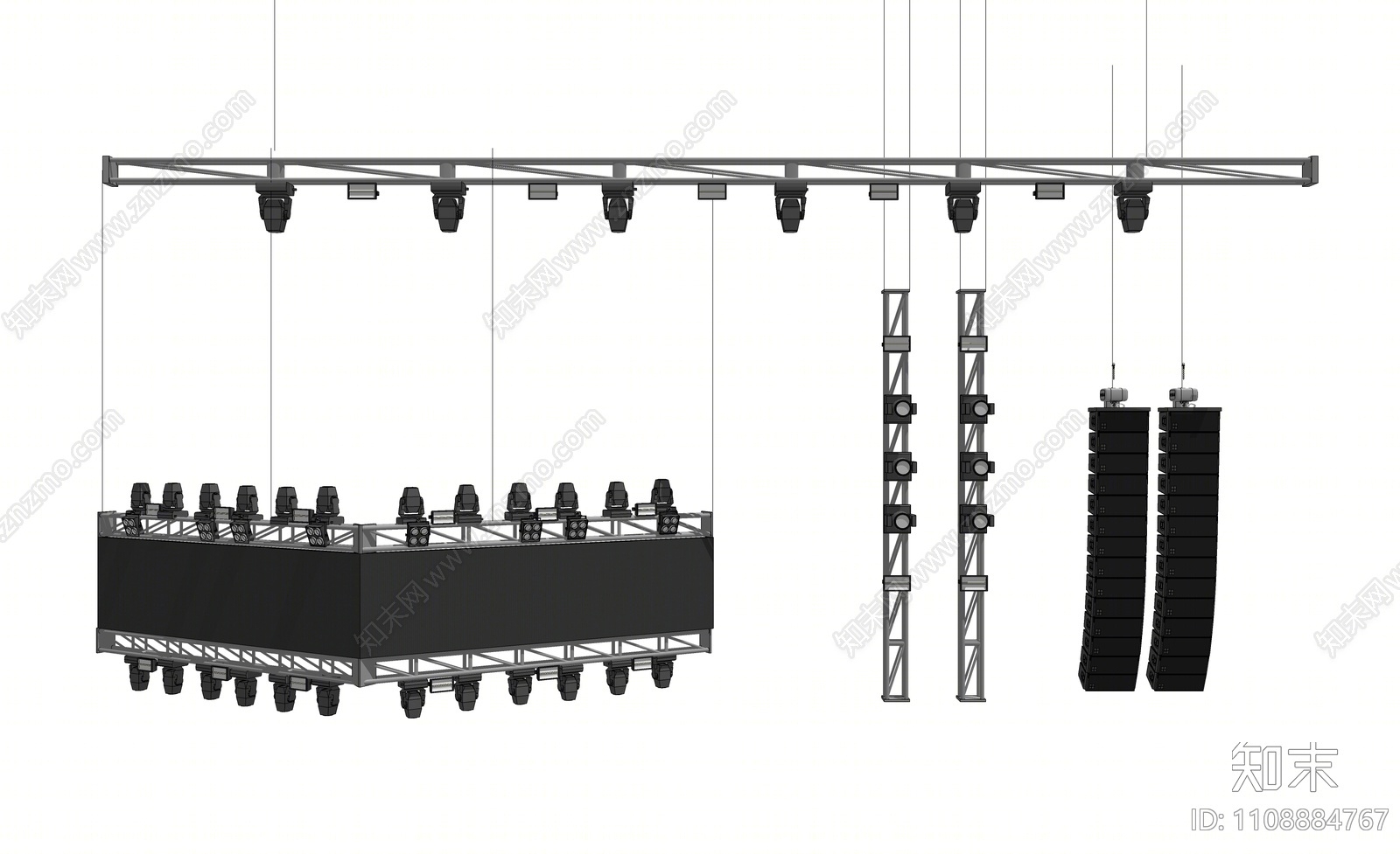 现代舞台灯具组合SU模型下载【ID:1108884767】