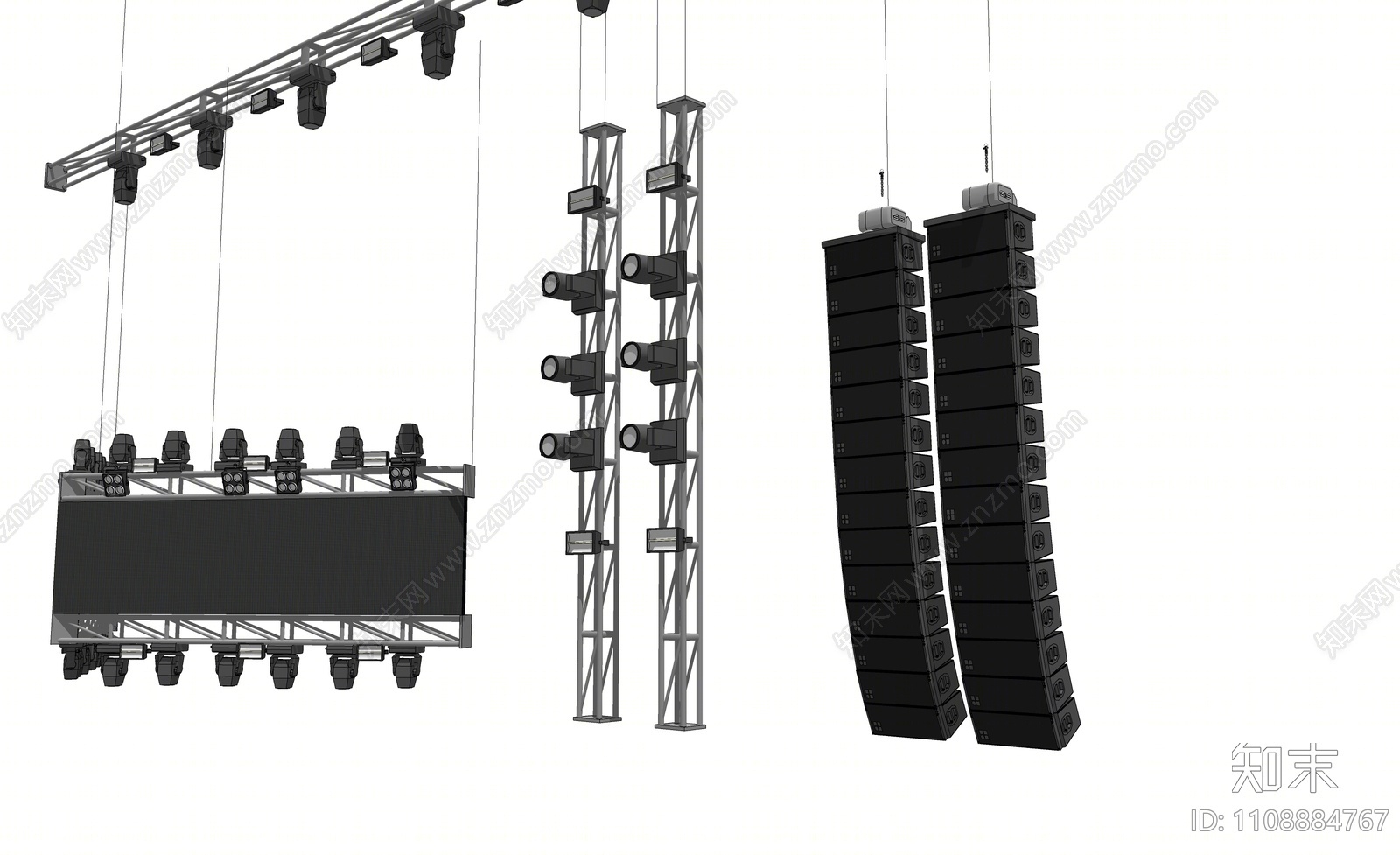 现代舞台灯具组合SU模型下载【ID:1108884767】