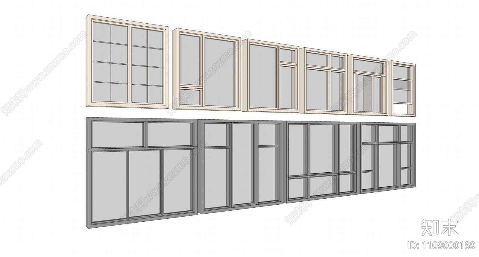 现代窗户组合SU模型下载【ID:1109000189】