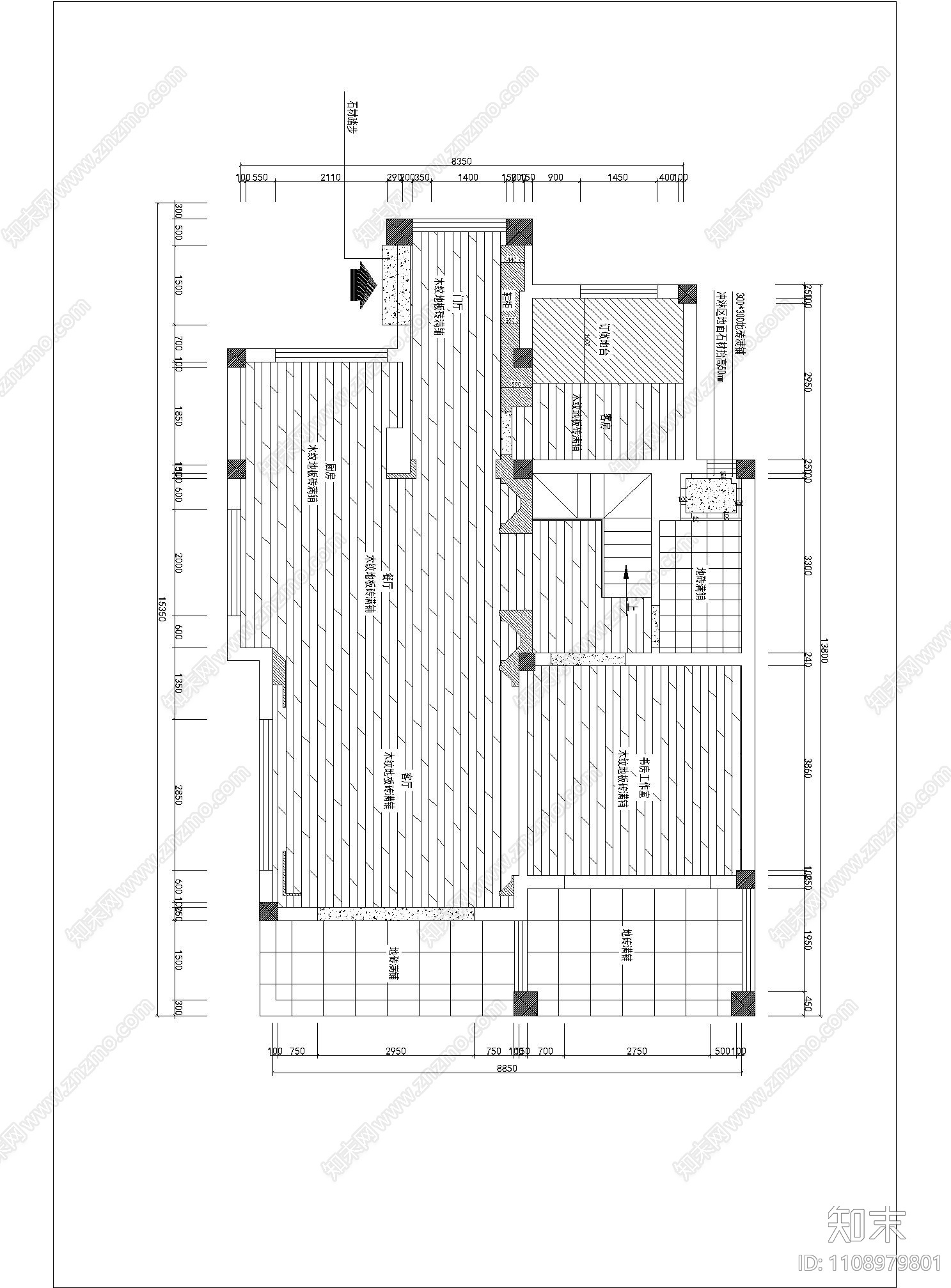 欧式简约家装施工图cad施工图下载【ID:1108979801】