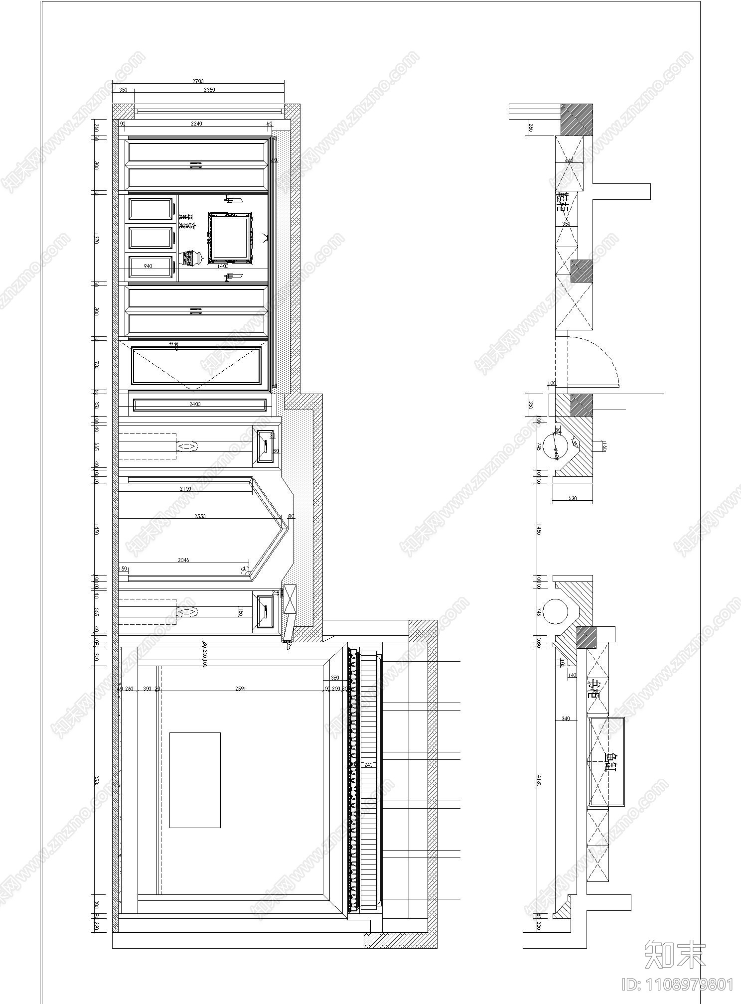 欧式简约家装施工图cad施工图下载【ID:1108979801】