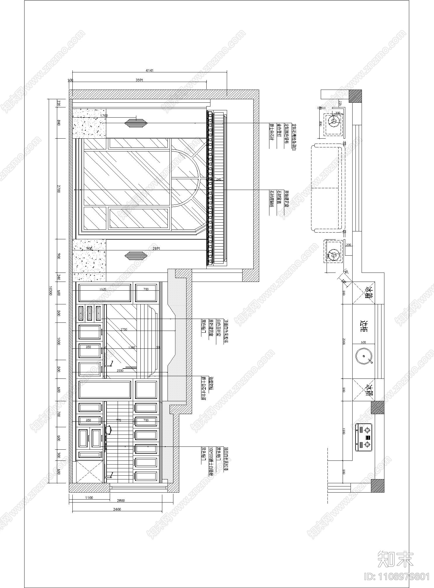 欧式简约家装施工图cad施工图下载【ID:1108979801】