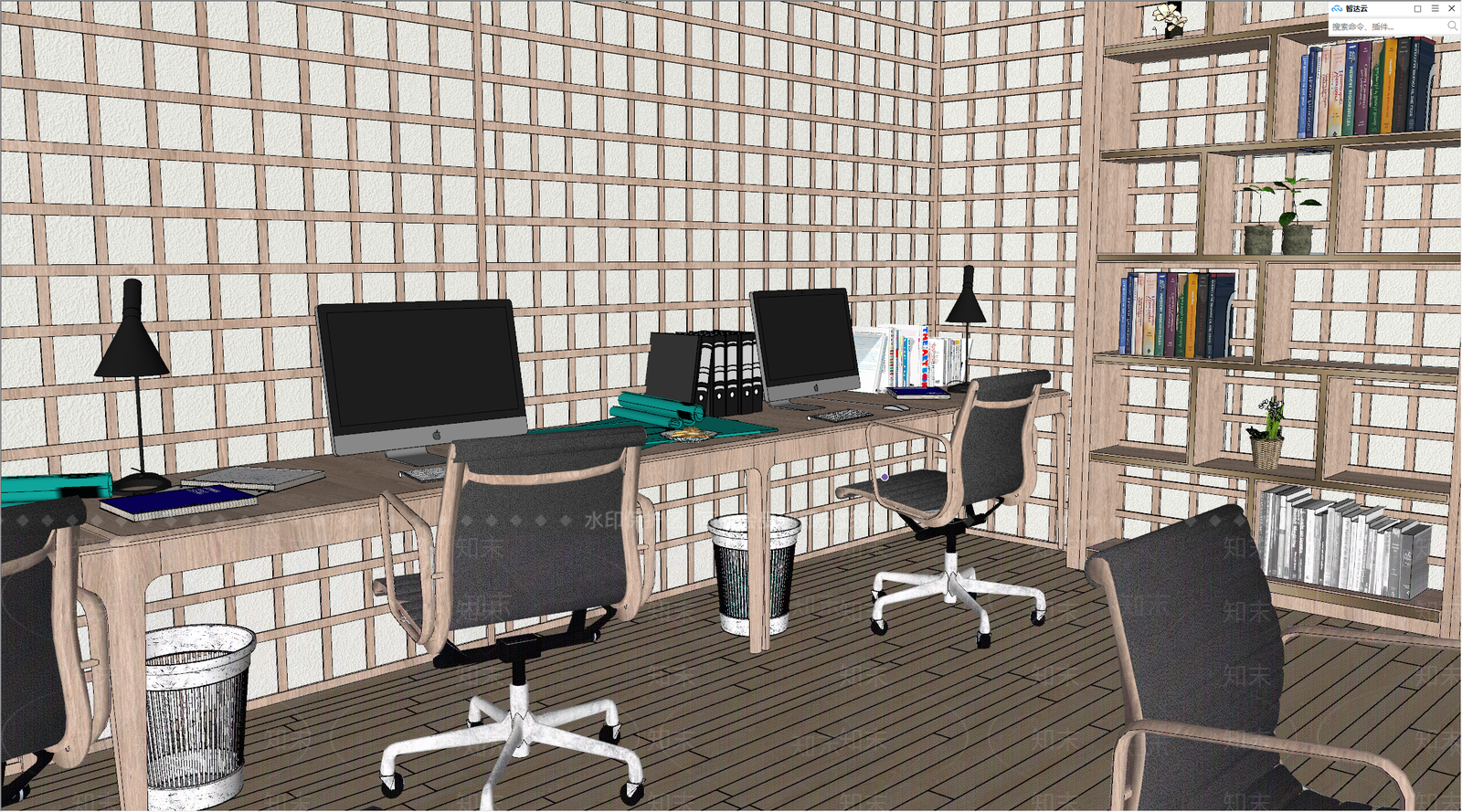 日式设计工作室事务所SU模型下载【ID:1108912138】