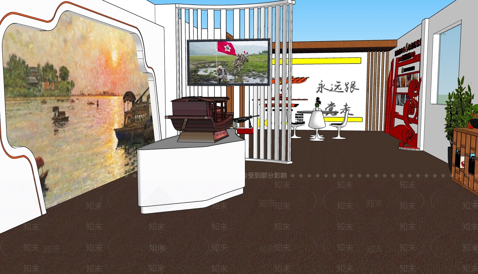 现代党建展厅SU模型下载【ID:1108912846】