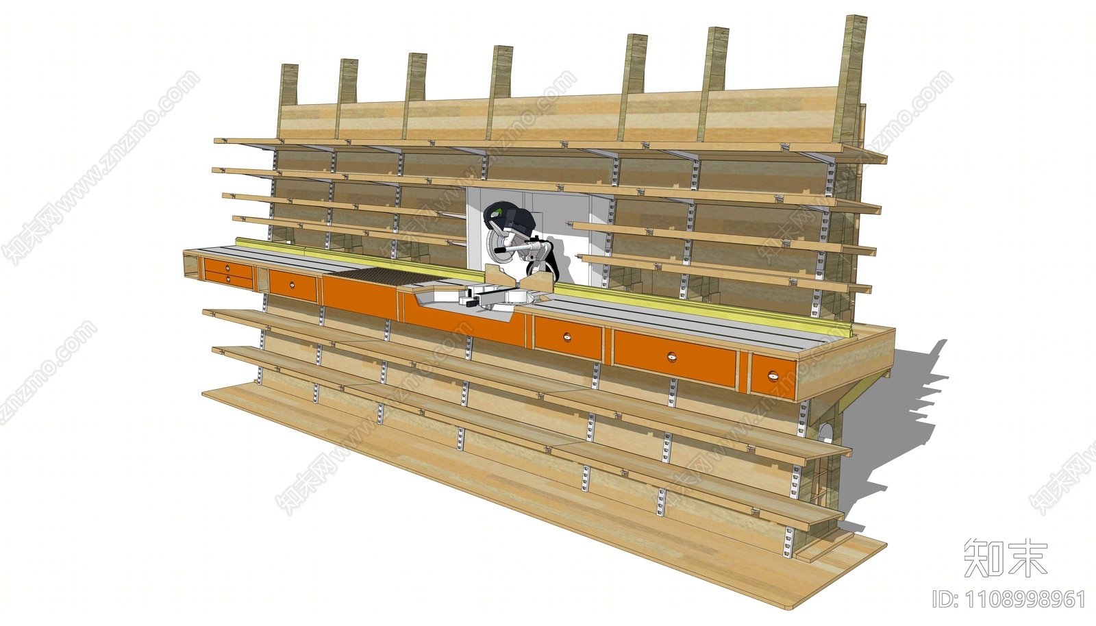 现代实木工具架SU模型下载【ID:1108998961】