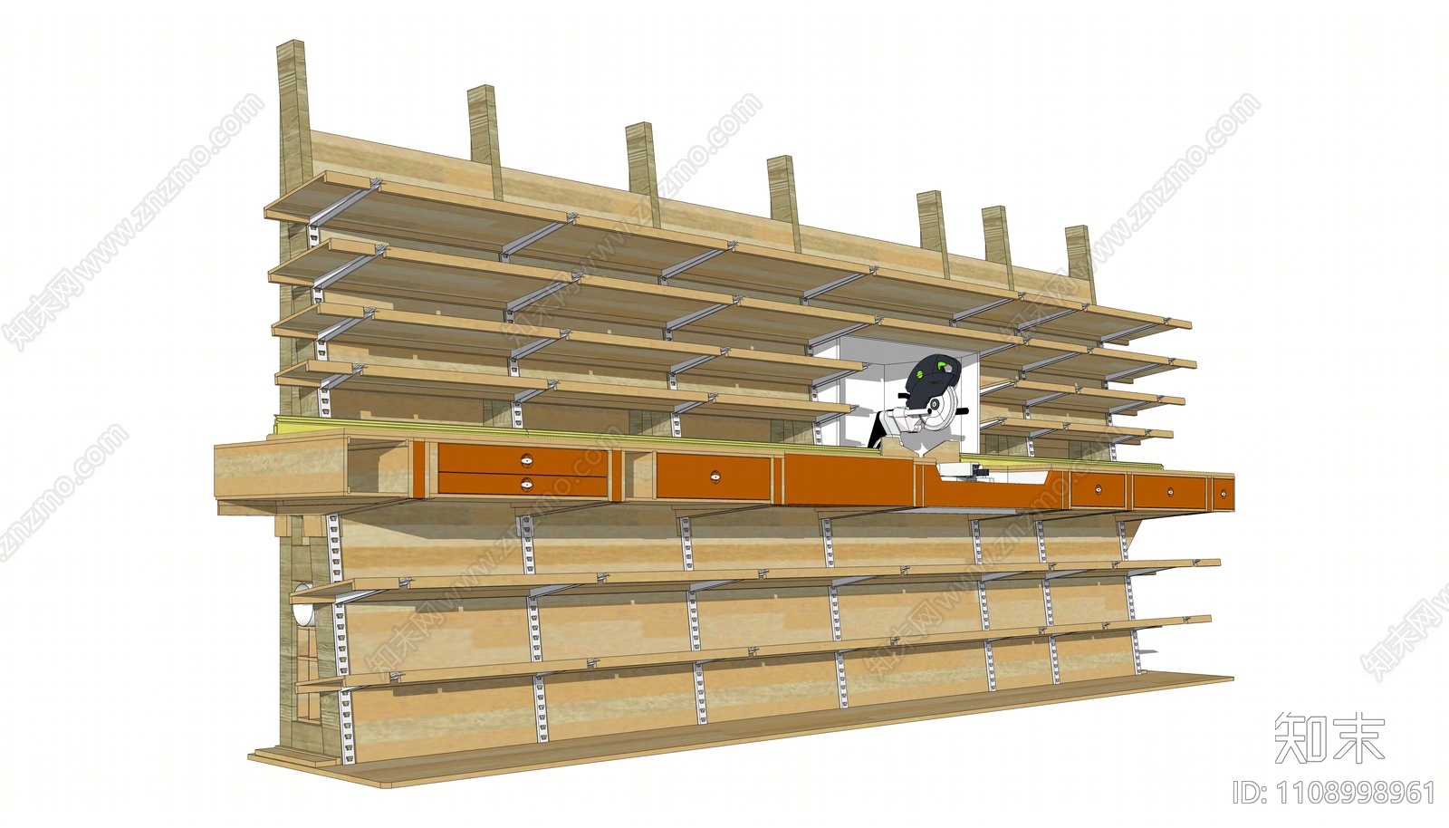 现代实木工具架SU模型下载【ID:1108998961】
