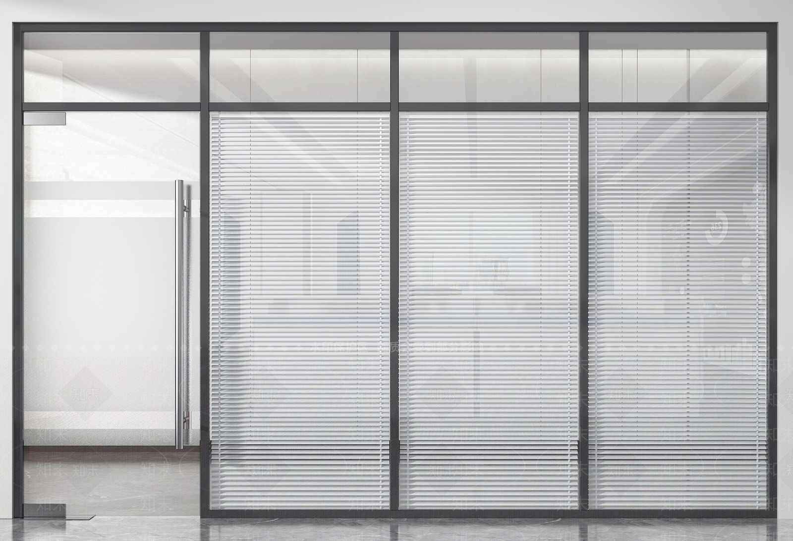 现代办公玻璃单开门3D模型下载【ID:1108917352】