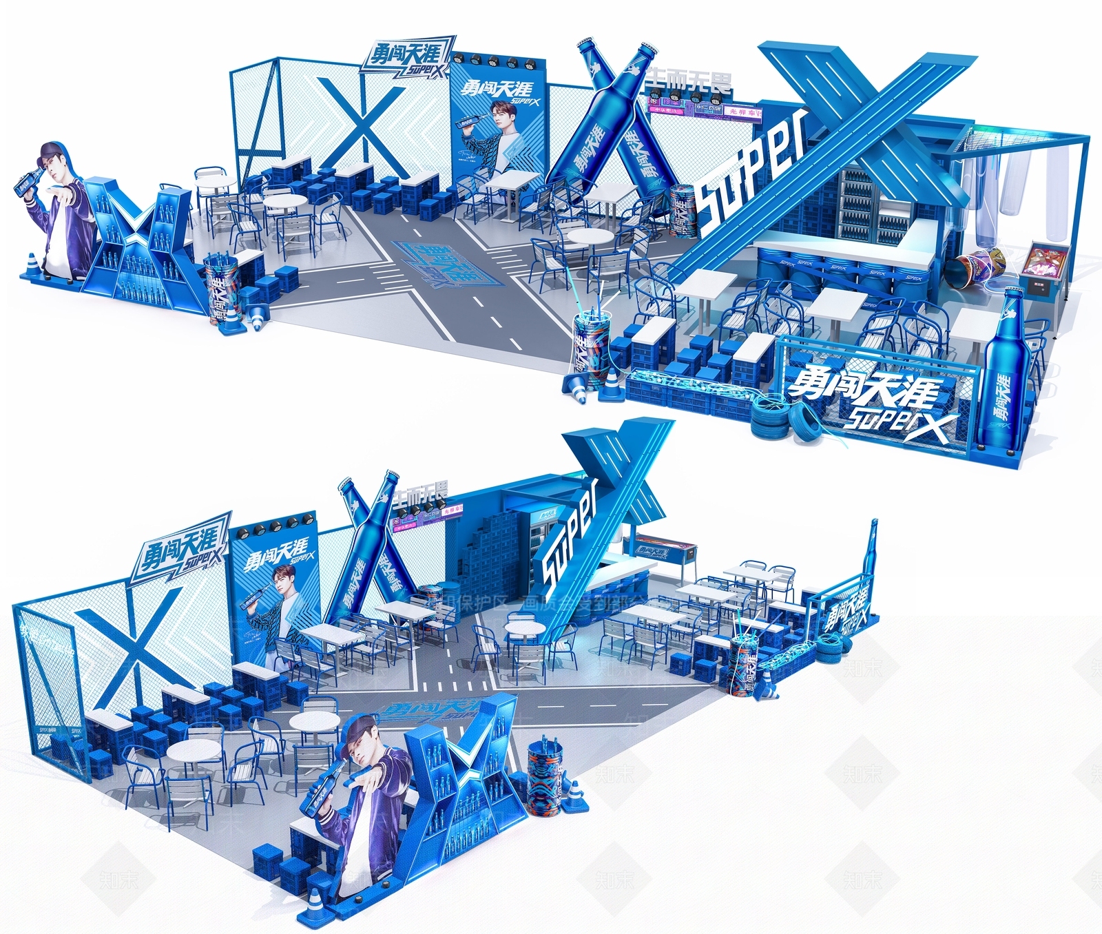 现代啤酒节美食展区3D模型下载【ID:1108917767】
