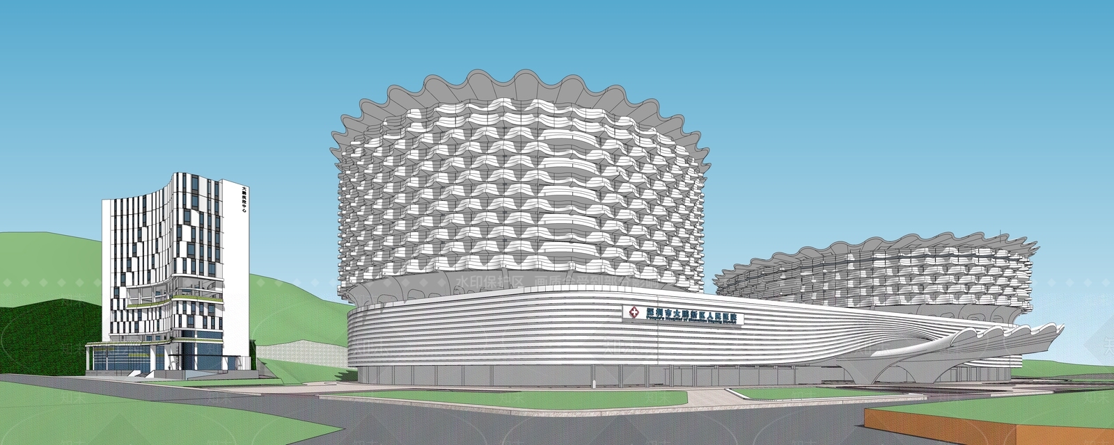 现代医疗建筑SU模型下载【ID:1108918982】