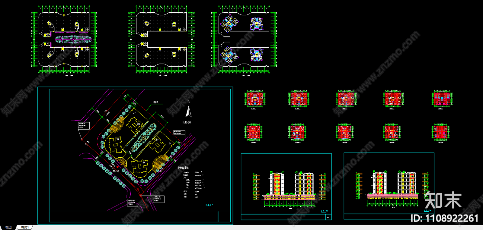 十八层电梯商住楼图纸施工图下载【ID:1108922261】