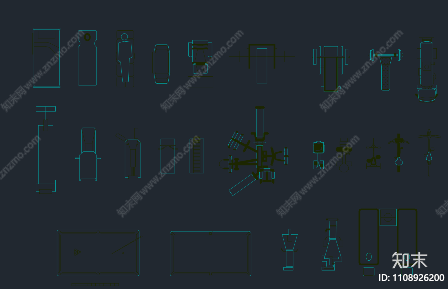 健身器材模块施工图下载【ID:1108926200】