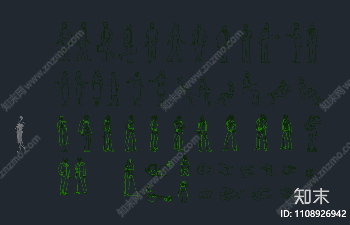 人物类模块施工图下载【ID:1108926942】