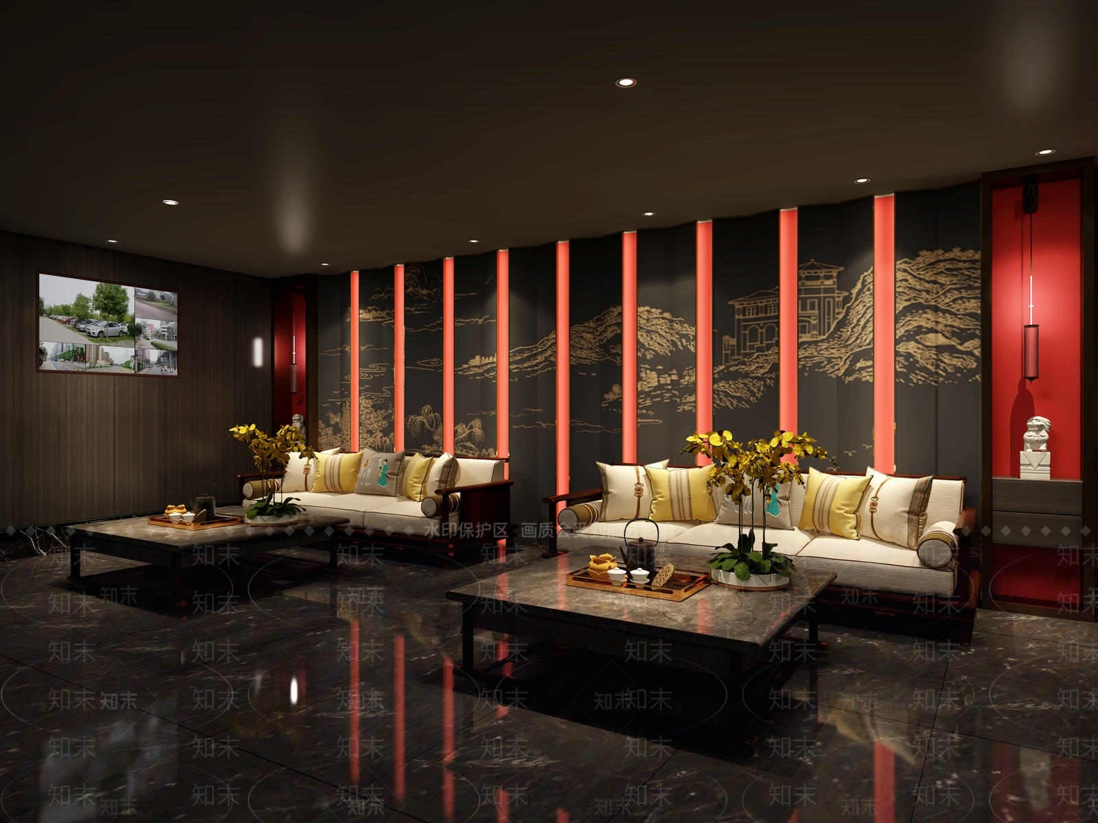 新中式足浴SPA休闲区3D模型下载【ID:1108927997】