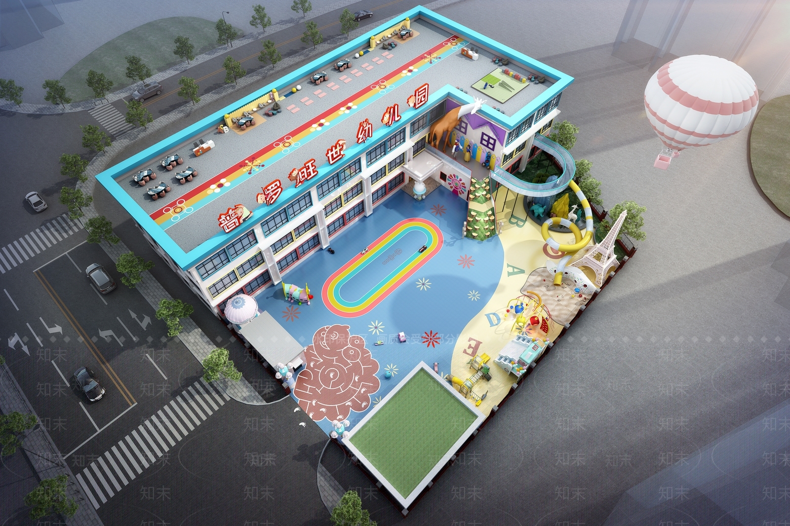 现代幼儿园外观建筑3D模型下载【ID:1108932627】