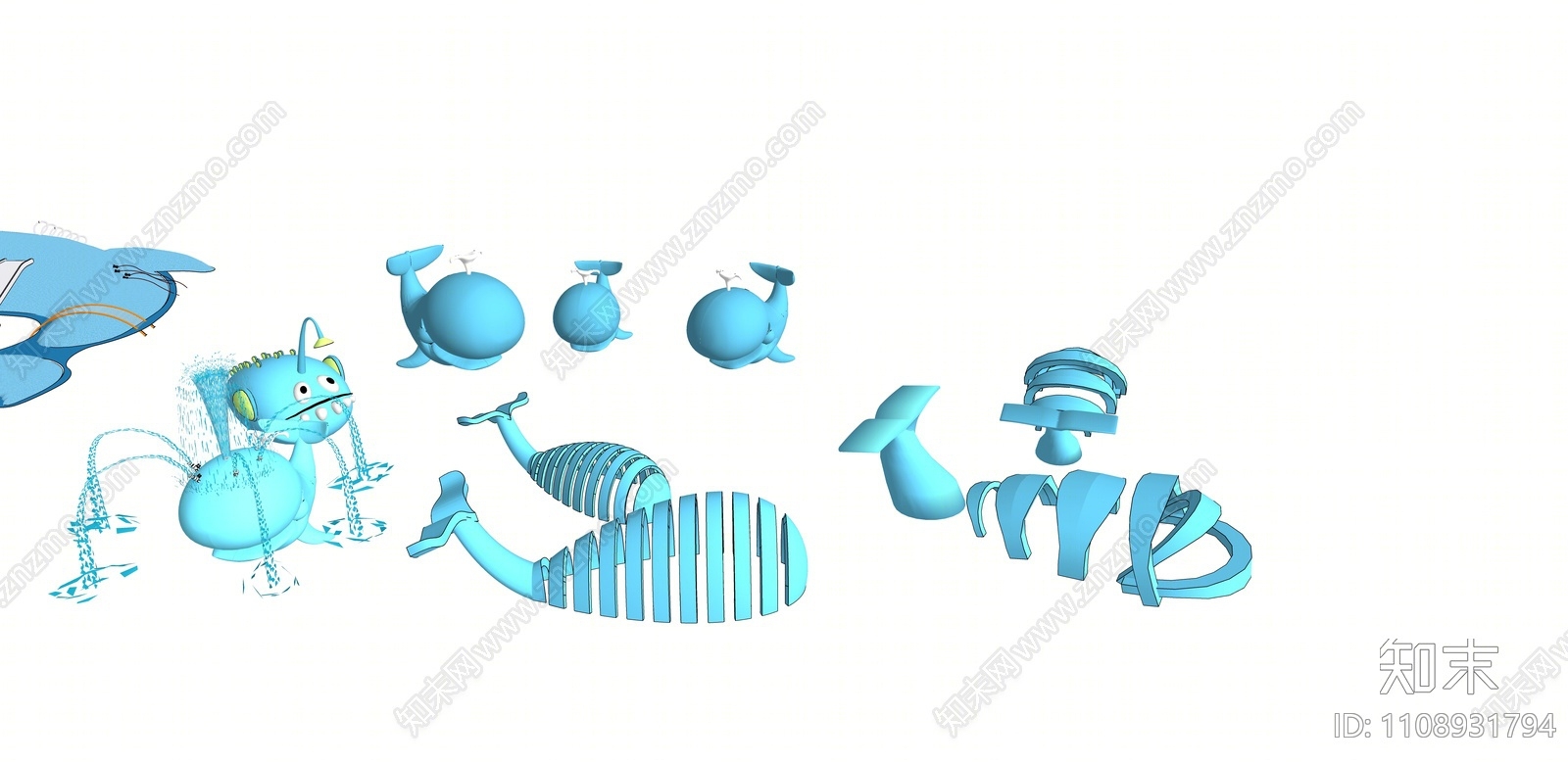 现代鱼造型滑梯SU模型下载【ID:1108931794】