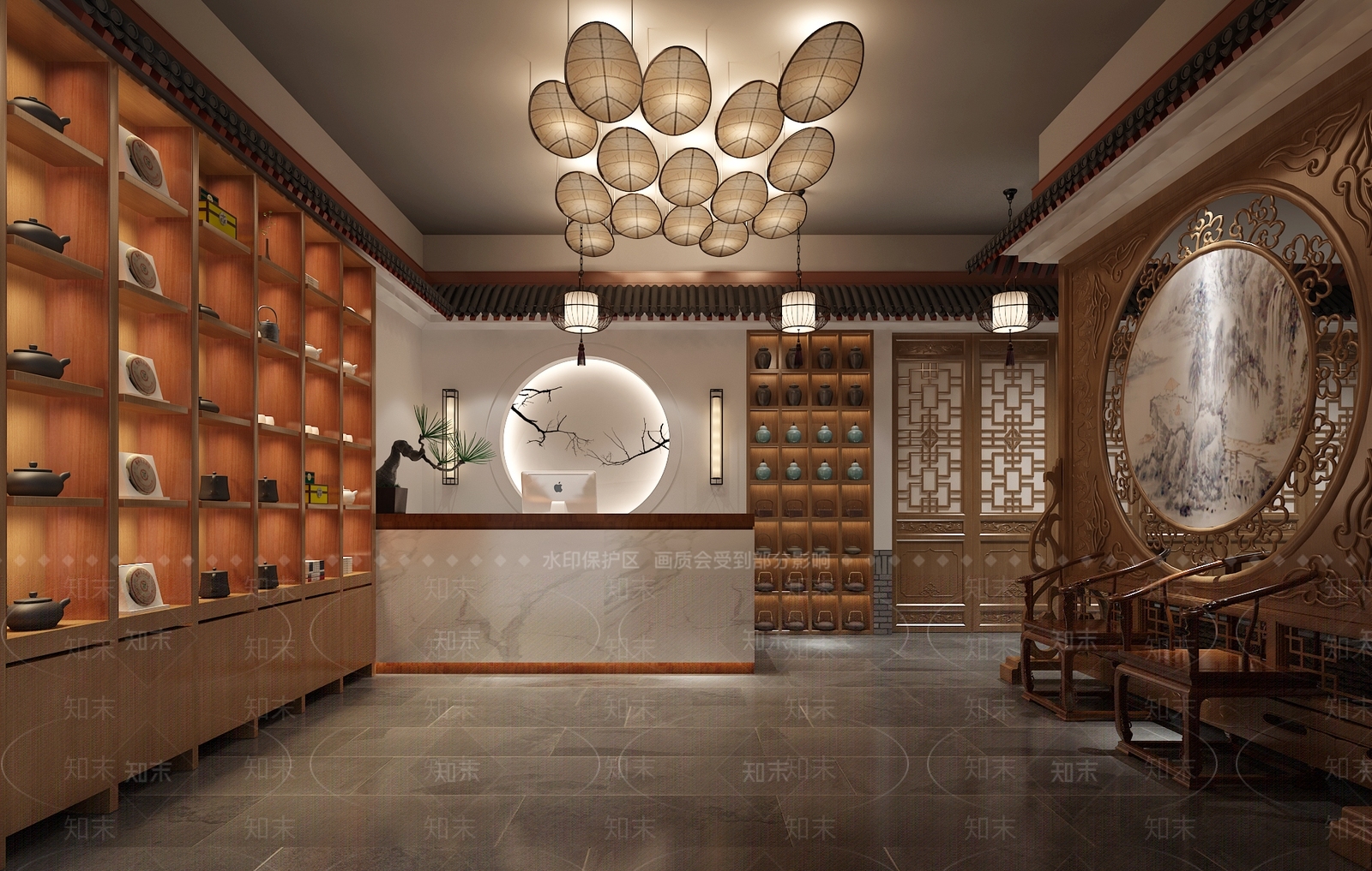 新中式茶馆3D模型下载【ID:1108935775】