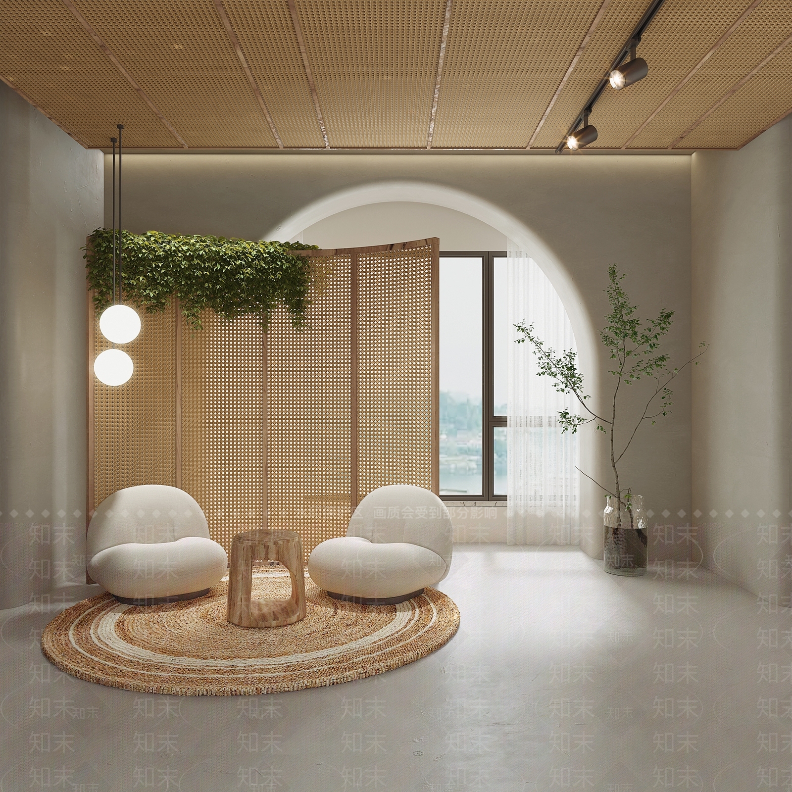 北欧家居阳台休闲区3D模型下载【ID:1108937496】