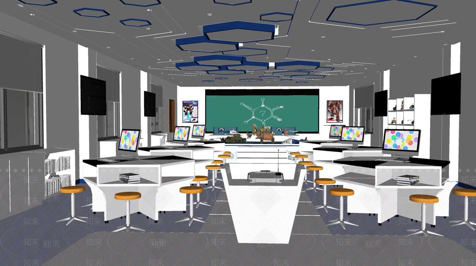 现代学校多媒体教室SU模型下载【ID:1108941834】