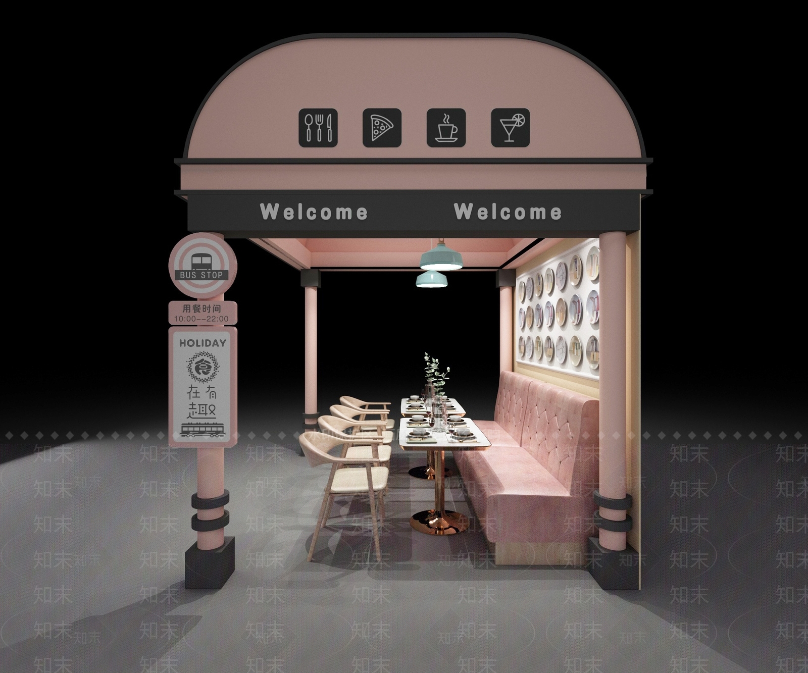 现代亲子餐厅3D模型下载【ID:1108945540】