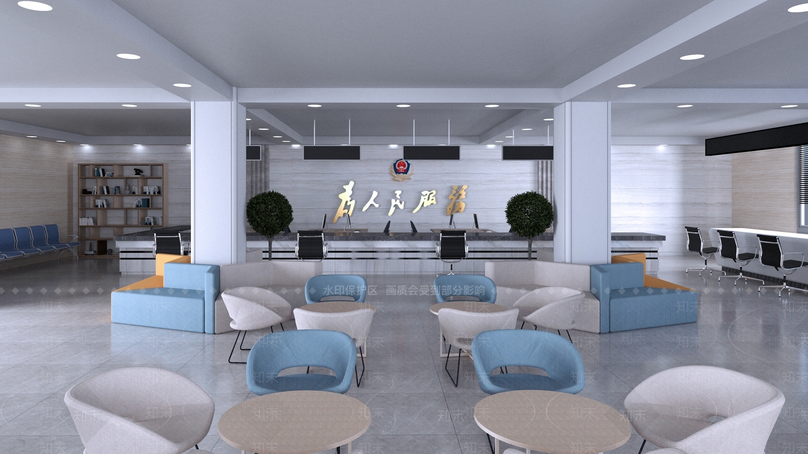 现代办事大厅SU模型下载【ID:1108946818】