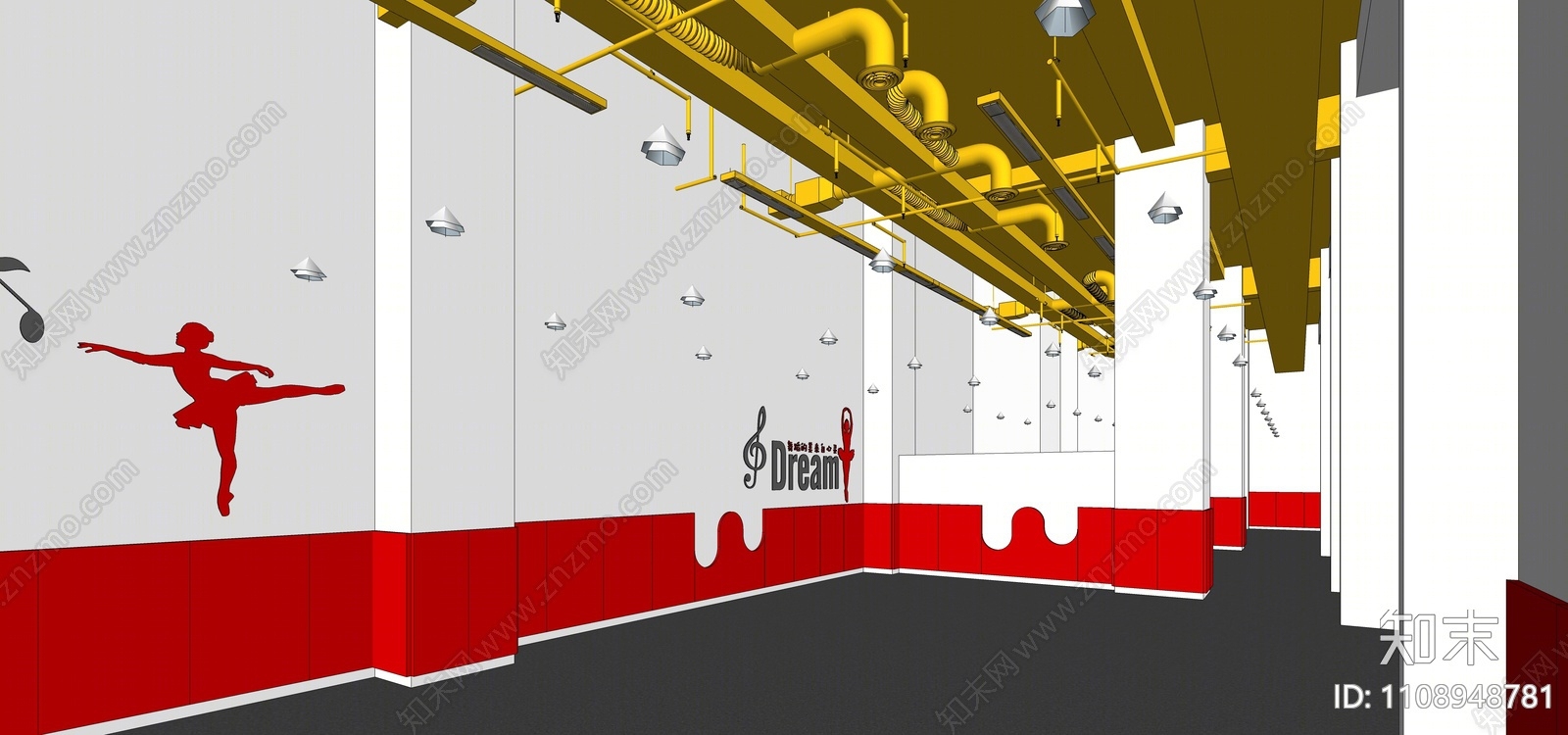 现代舞蹈房SU模型下载【ID:1108948781】