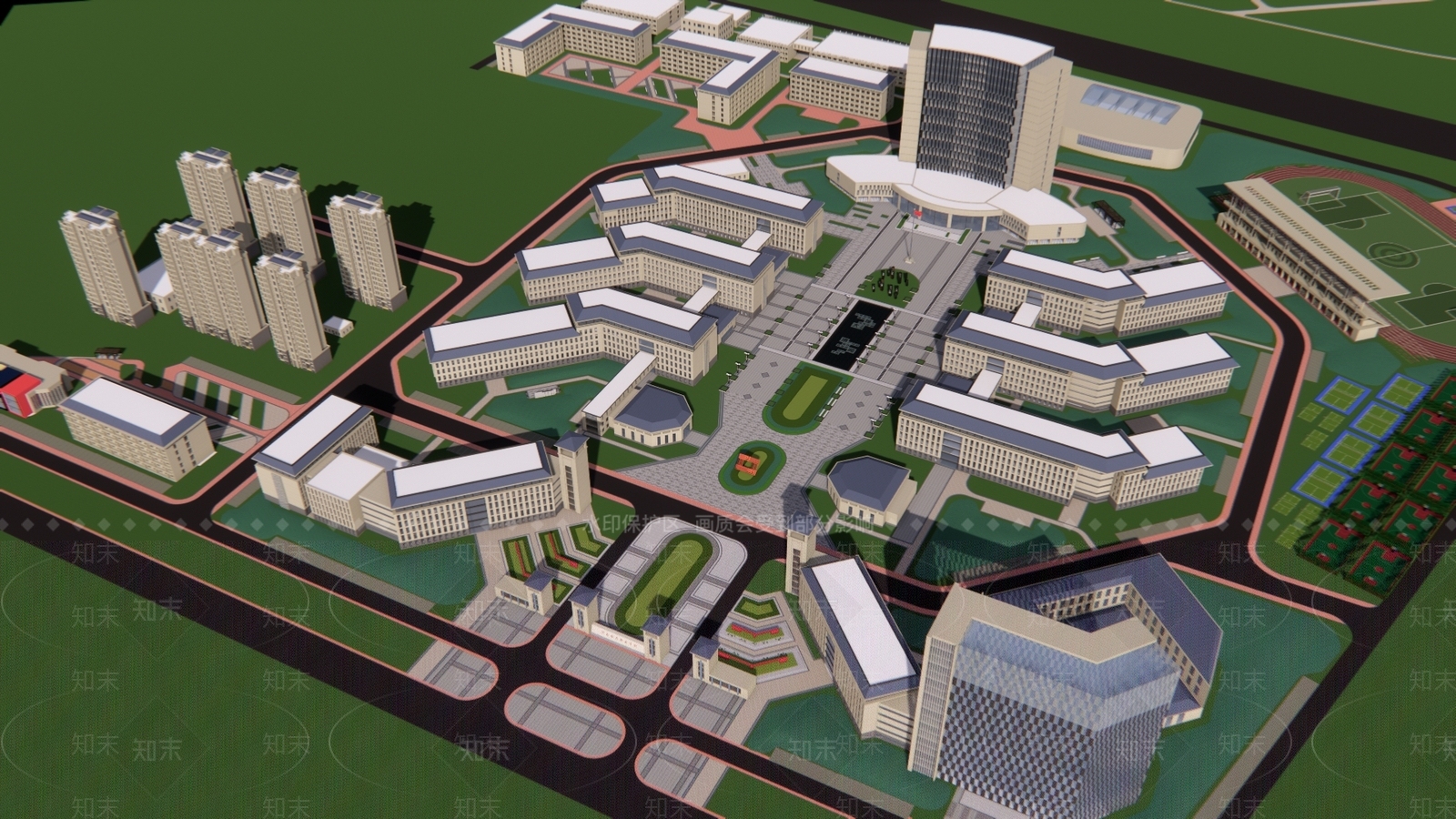 现代大学校园景观SU模型下载【ID:1108956176】