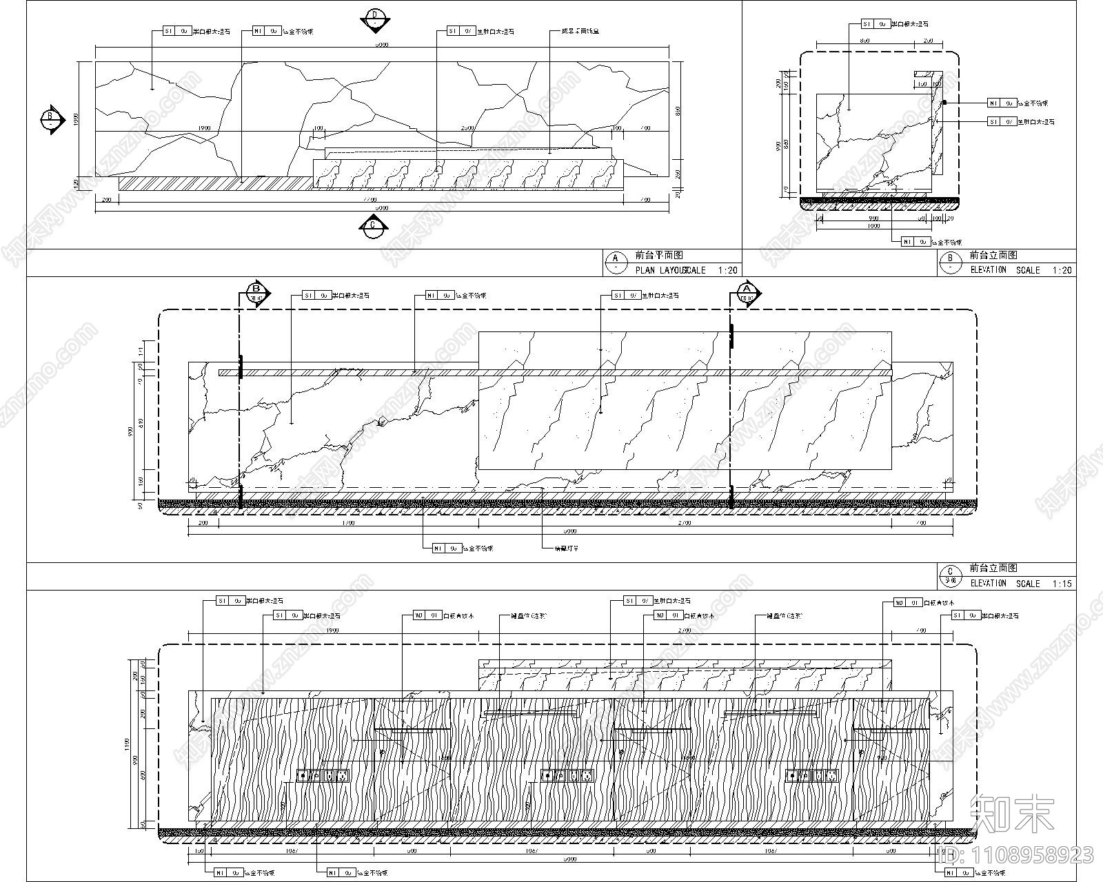 现代简约办公室cad施工图下载【ID:1108958923】