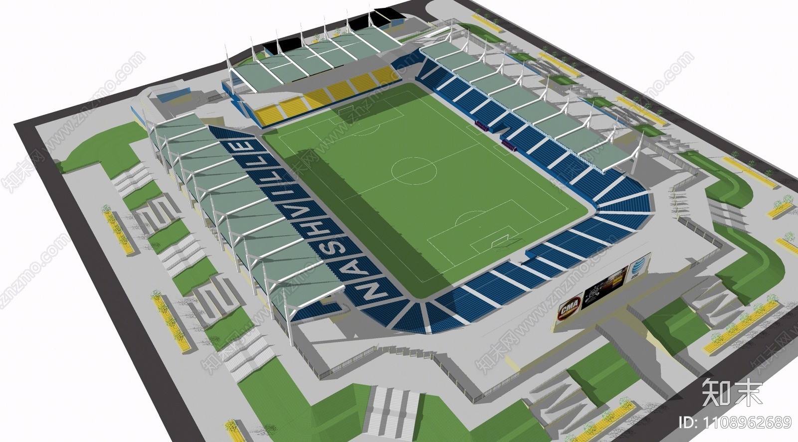 现代足球场SU模型下载【ID:1108962689】
