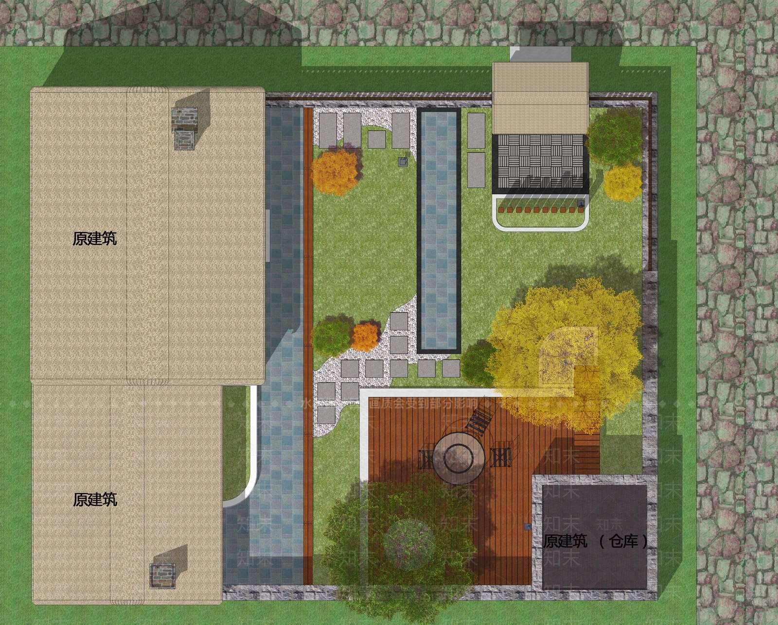 新中式庭院景观SU模型下载【ID:1108966456】