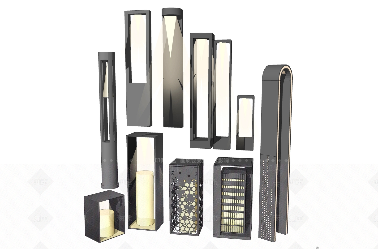 现代景观灯具SU模型下载【ID:1108970067】