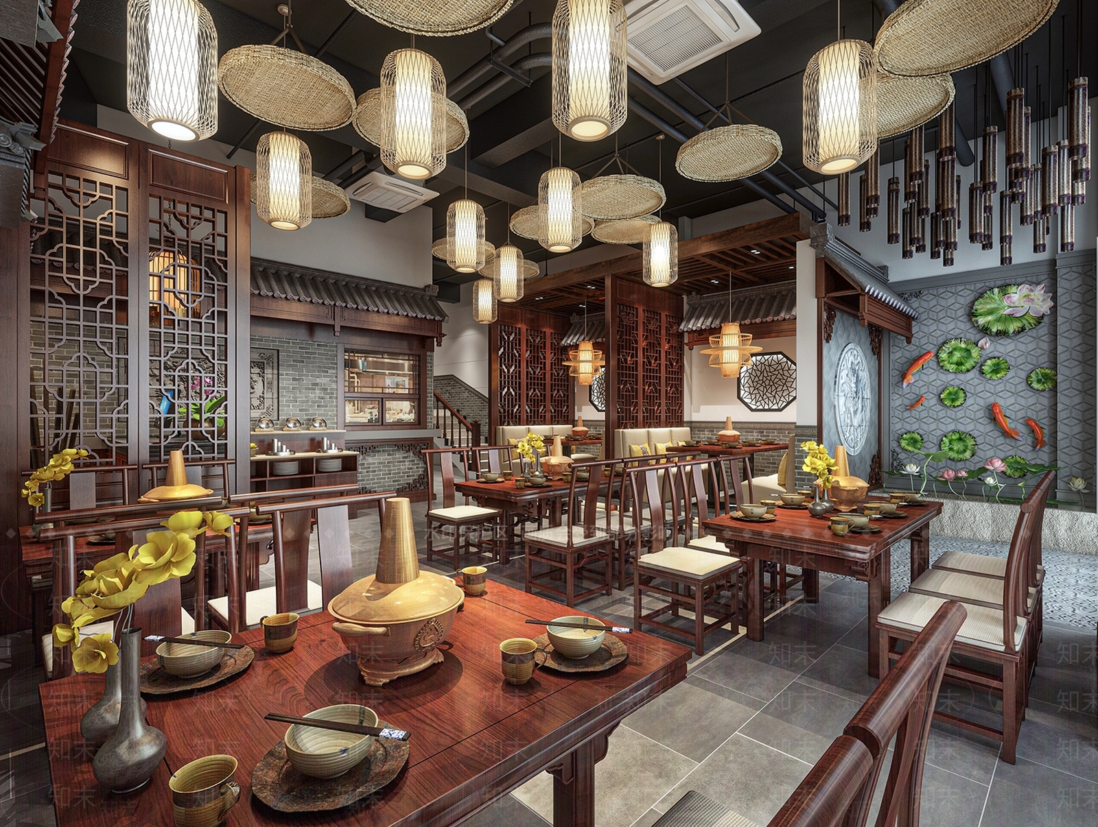 中式火锅店3D模型下载【ID:1108975369】