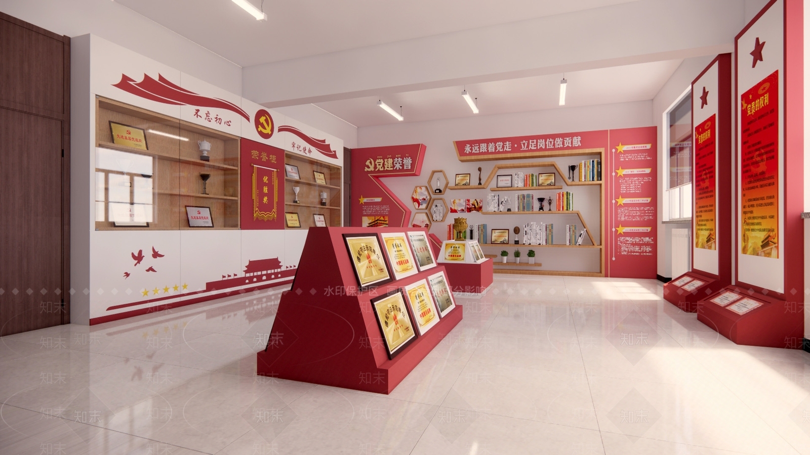 现代党建展厅SU模型下载【ID:1108975596】