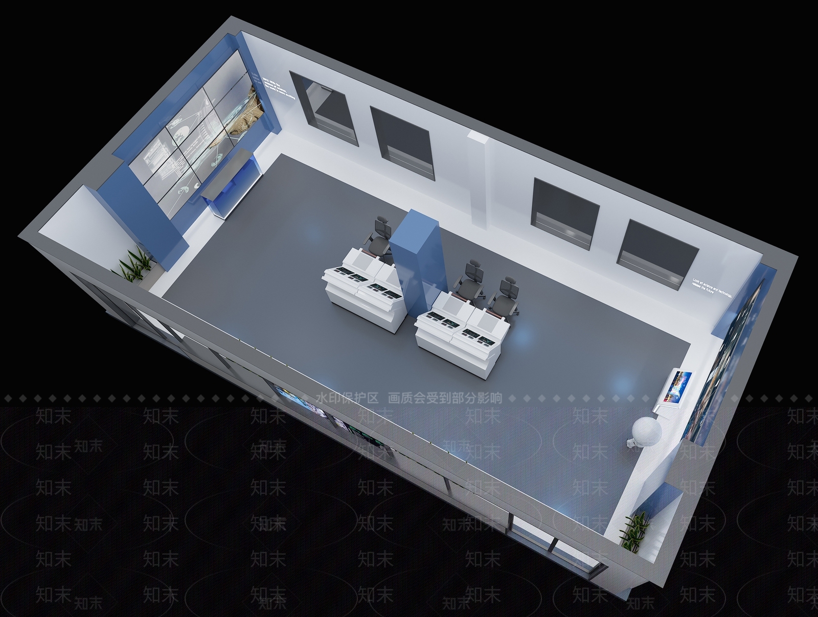现代指挥控制室3D模型下载【ID:1108975810】