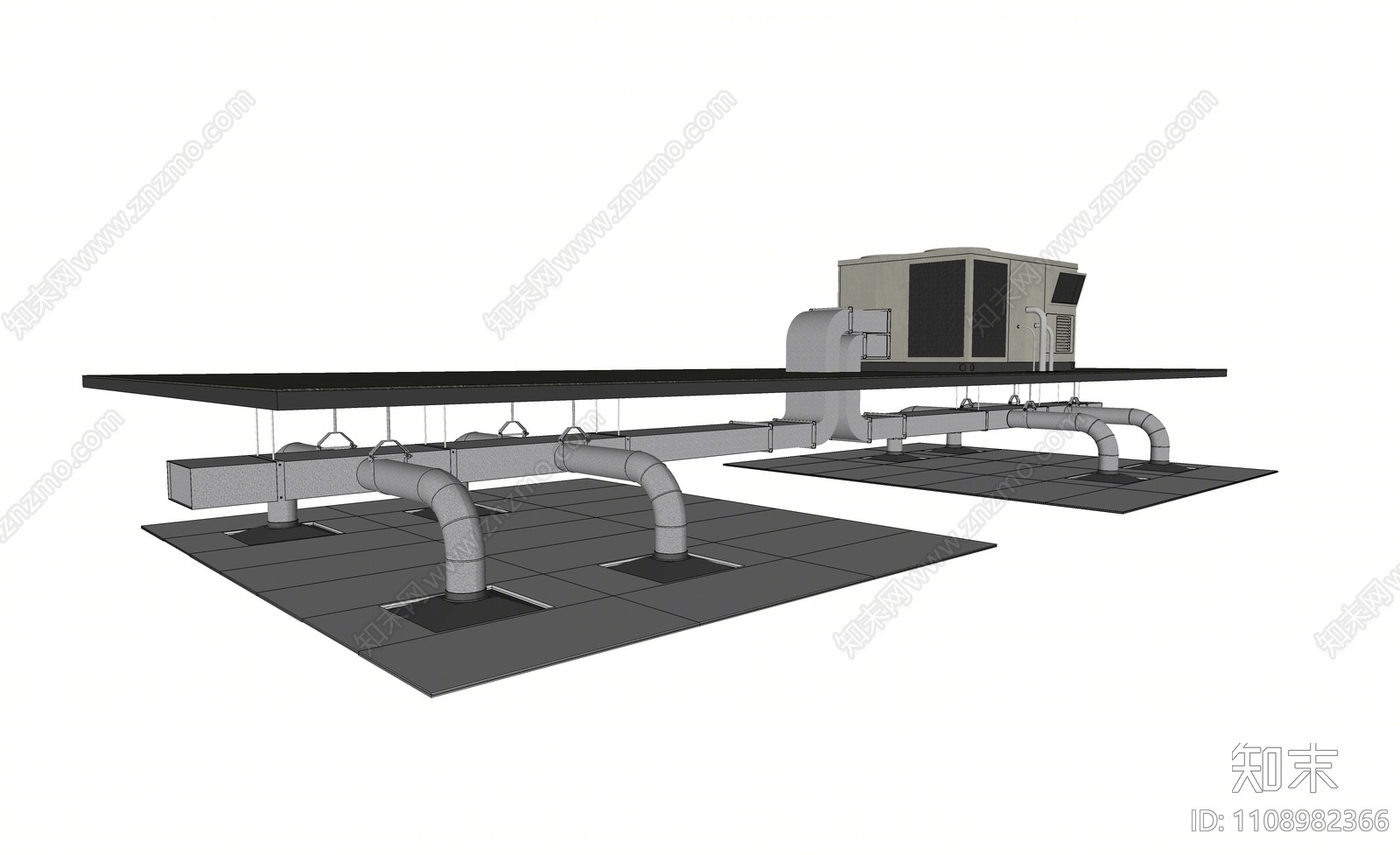 现代空调风管主机吊顶SU模型下载【ID:1108982366】