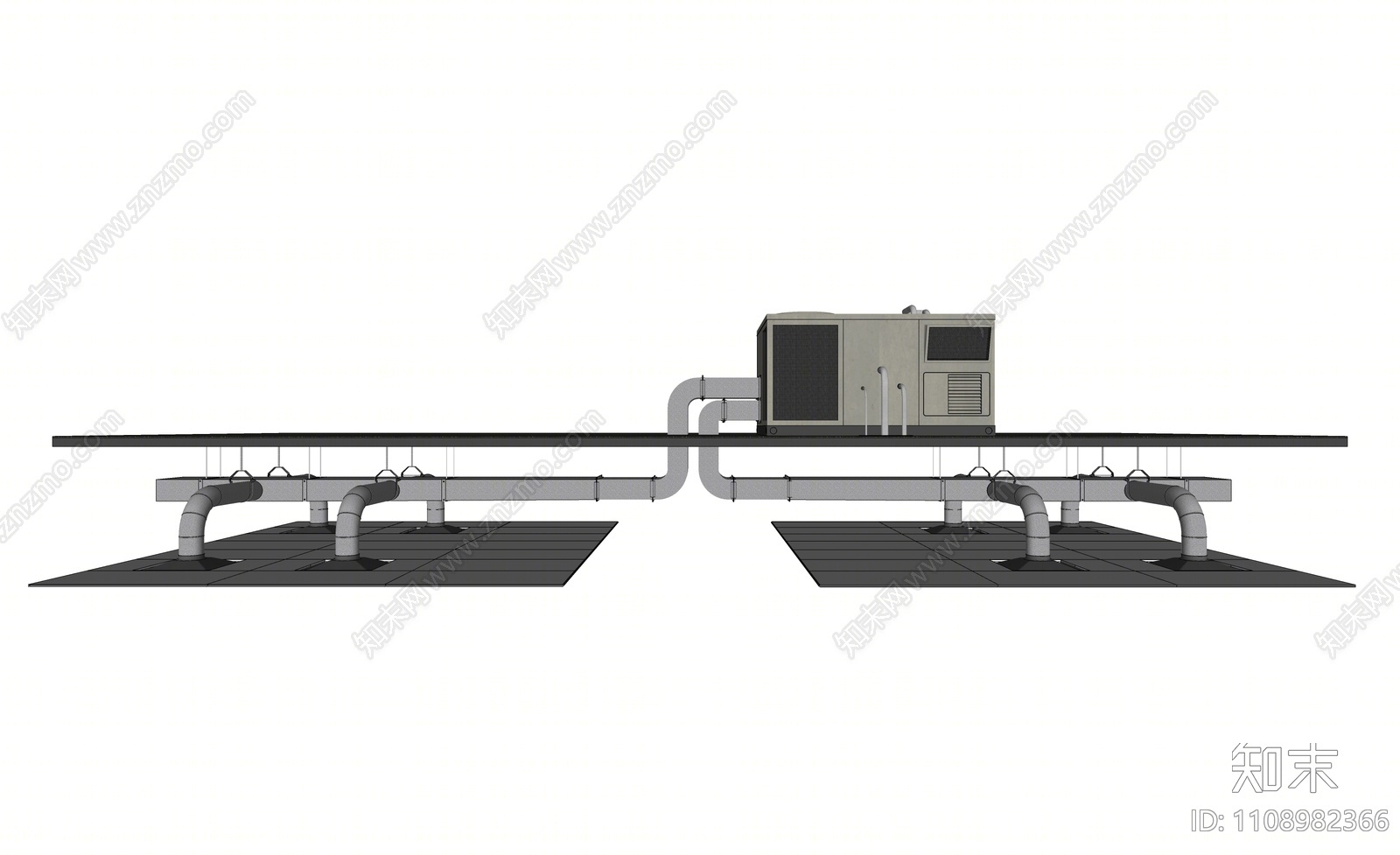 现代空调风管主机吊顶SU模型下载【ID:1108982366】