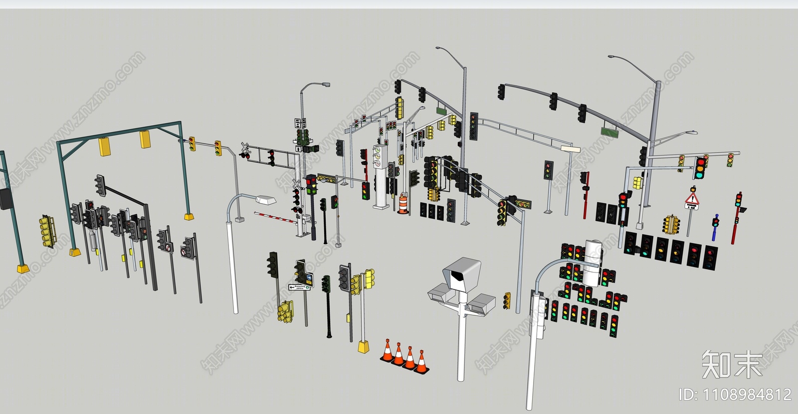 现代交通红绿灯SU模型下载【ID:1108984812】