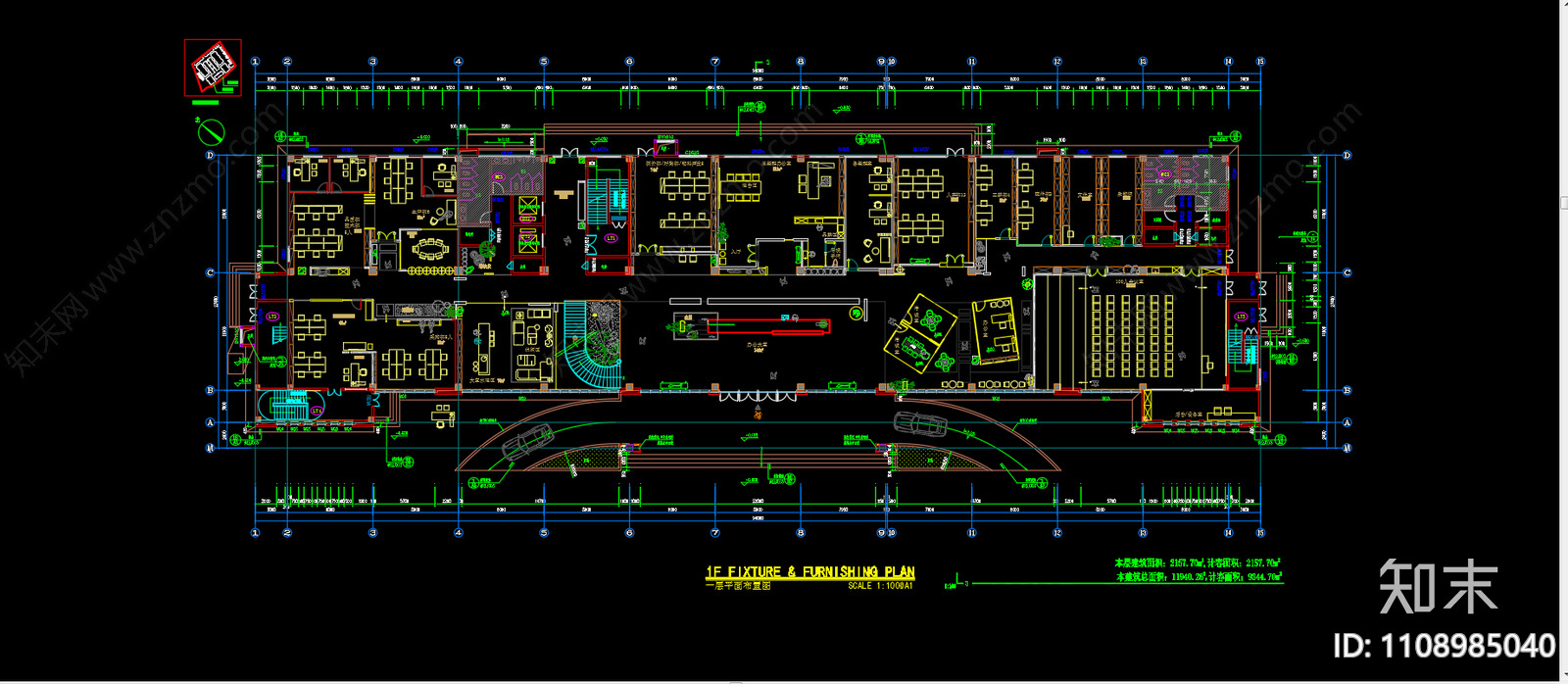 福建省9000m²萨米特陶瓷办公楼平面设计方案施工图下载【ID:1108985040】