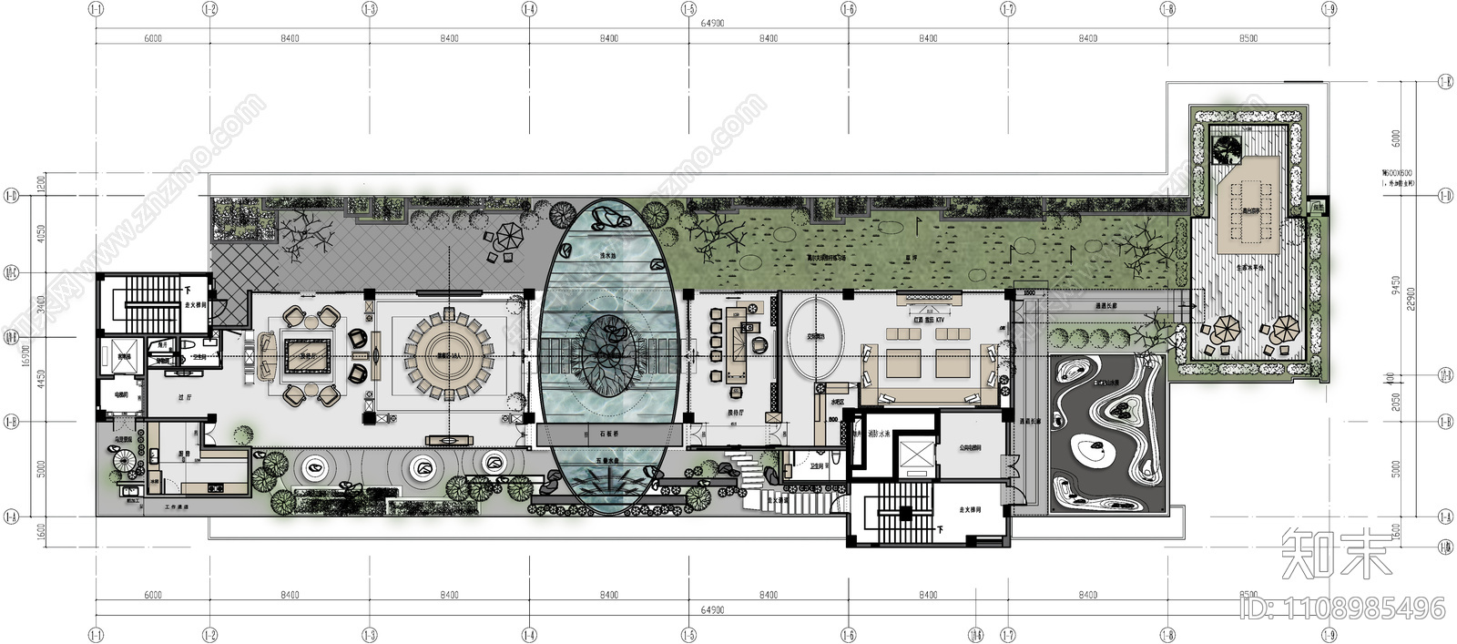 成都1200m²培训会所平面设计方案cad施工图下载【ID:1108985496】