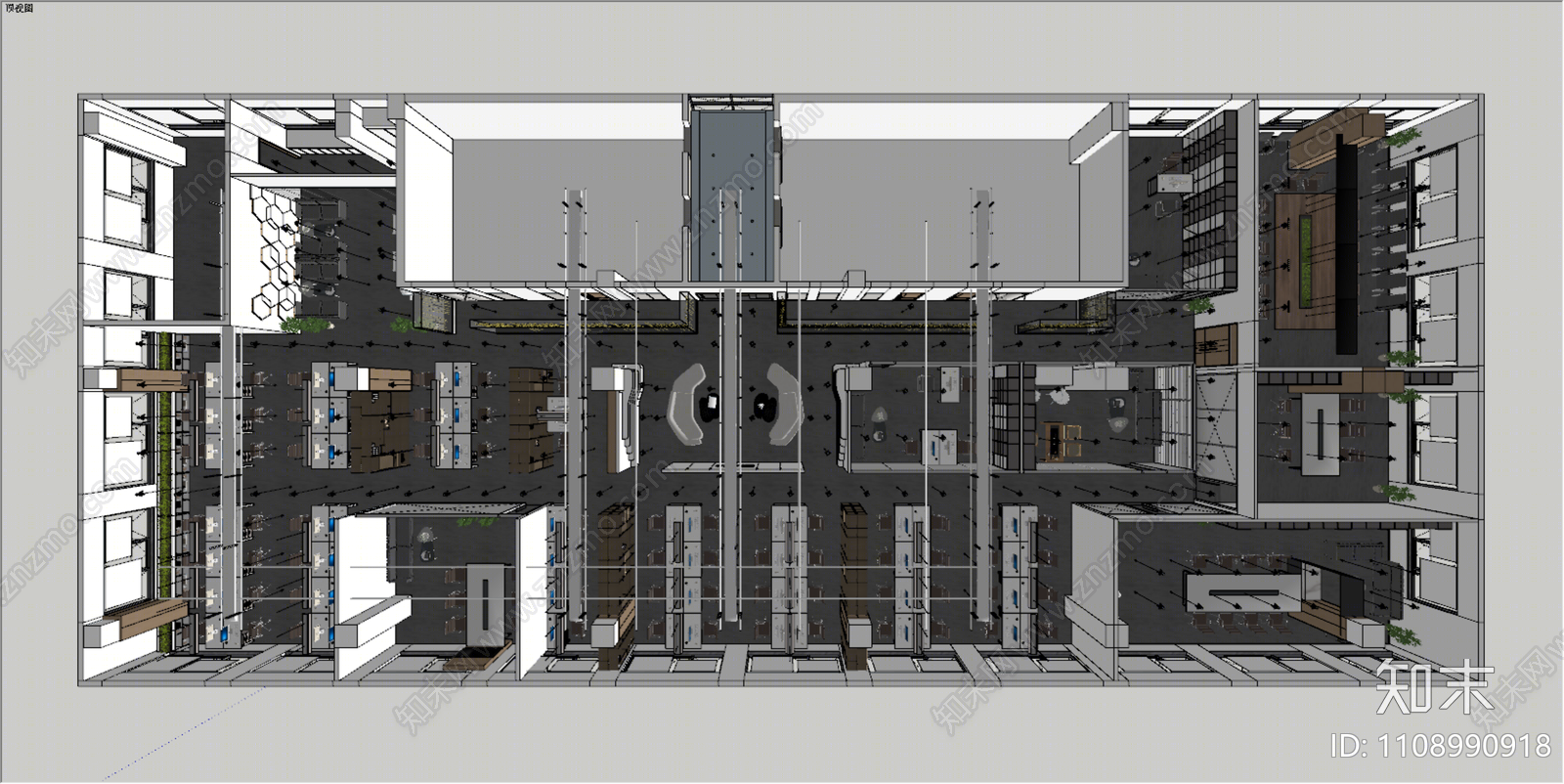 现代公共办公区SU模型下载【ID:1108990918】