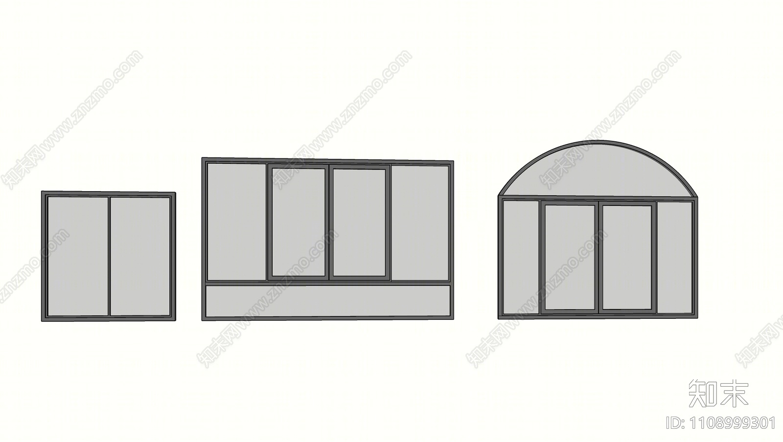 现代窗户组合SU模型下载【ID:1108999301】