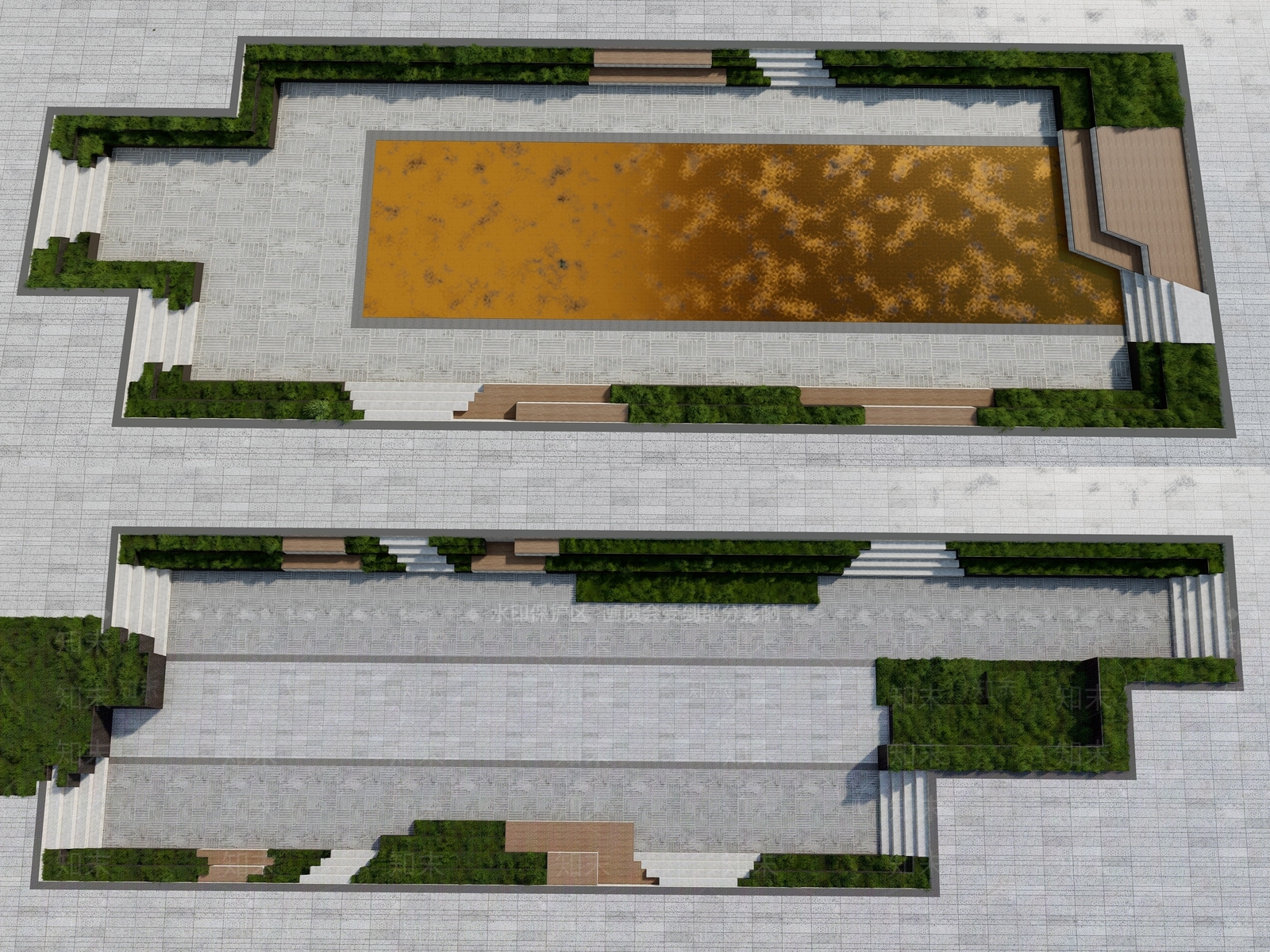 现代台阶景观SU模型下载【ID:1109001829】