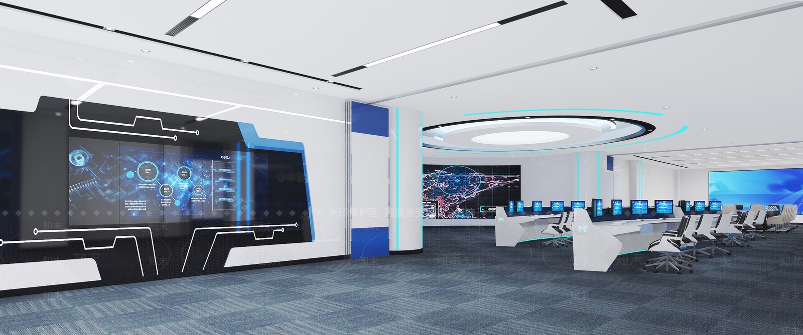 现代指挥控制室大厅3D模型下载【ID:1109004430】
