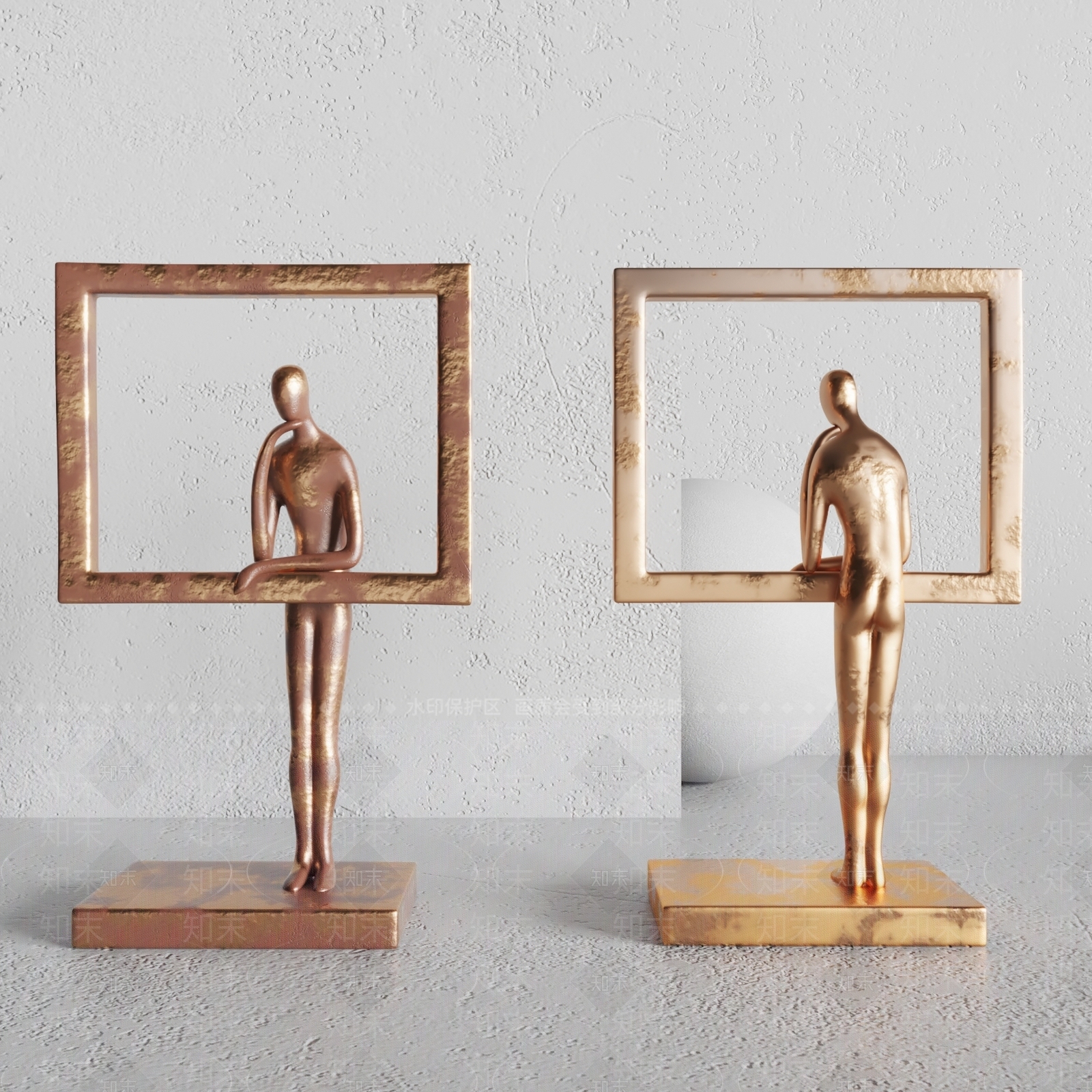 现代人物金属雕塑摆件3D模型下载【ID:1109006683】