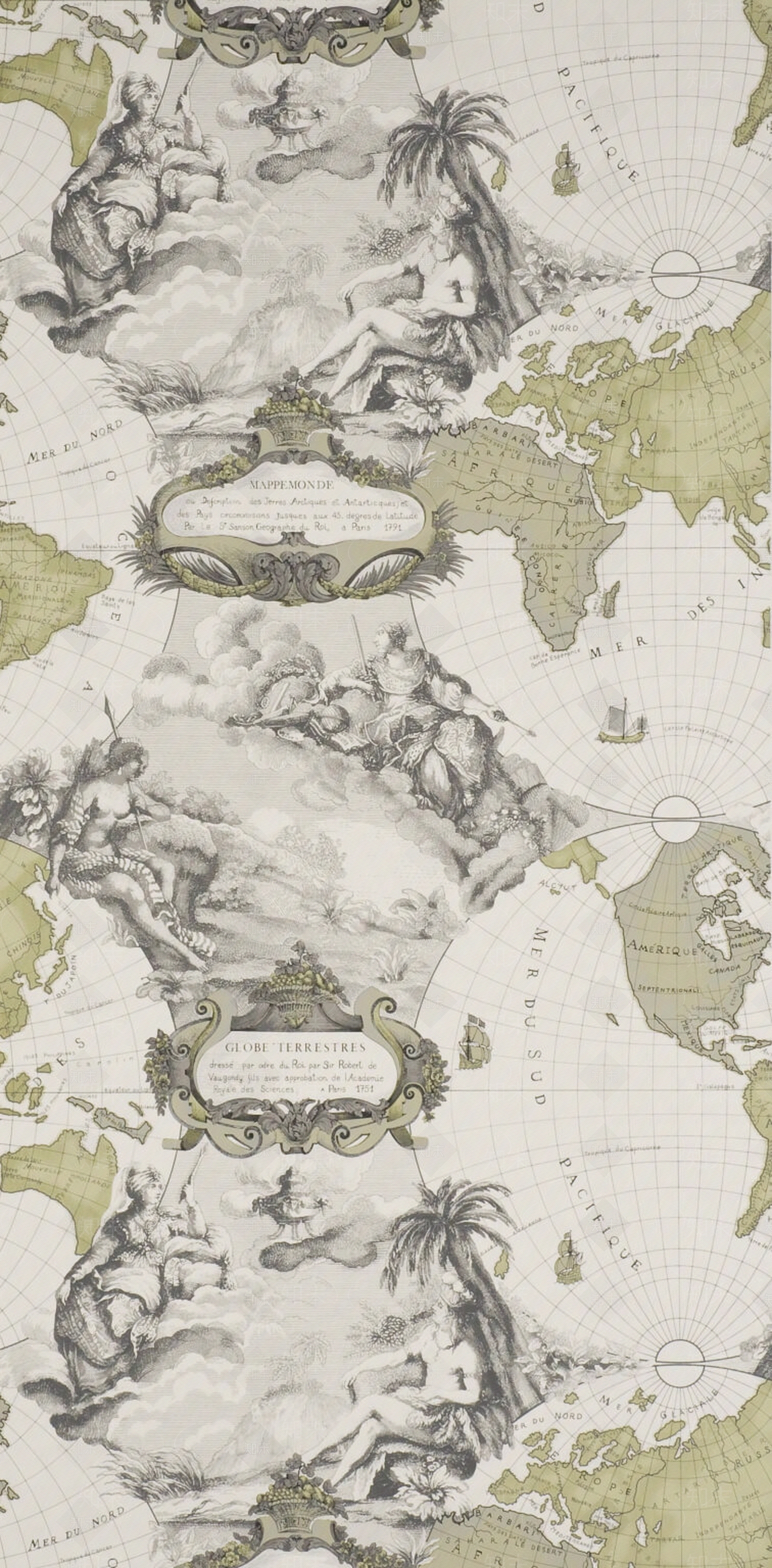 欧式绿色复古风壁画贴图下载【ID:1109006983】