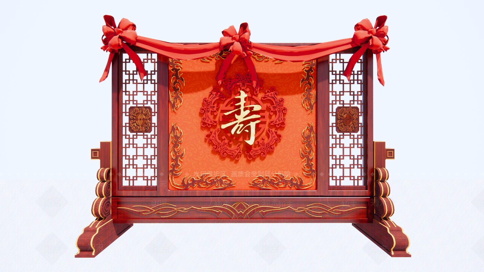 中式雕花寿宴屏风SU模型下载【ID:1109014093】