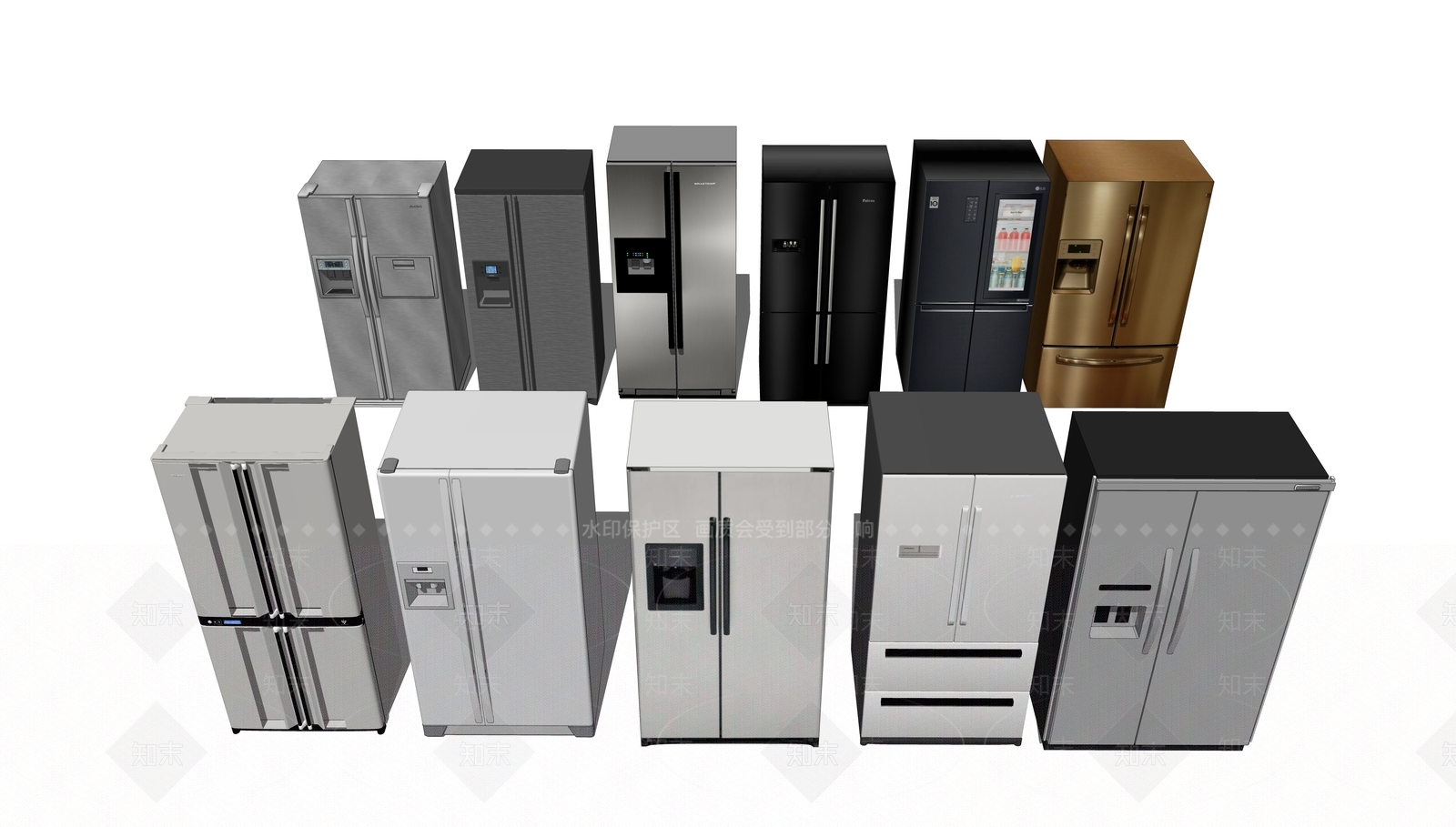 现代双开门冰箱SU模型下载【ID:1109015862】