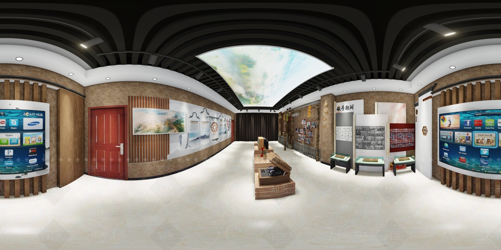 新中式展厅村史馆SU模型下载【ID:1109018656】