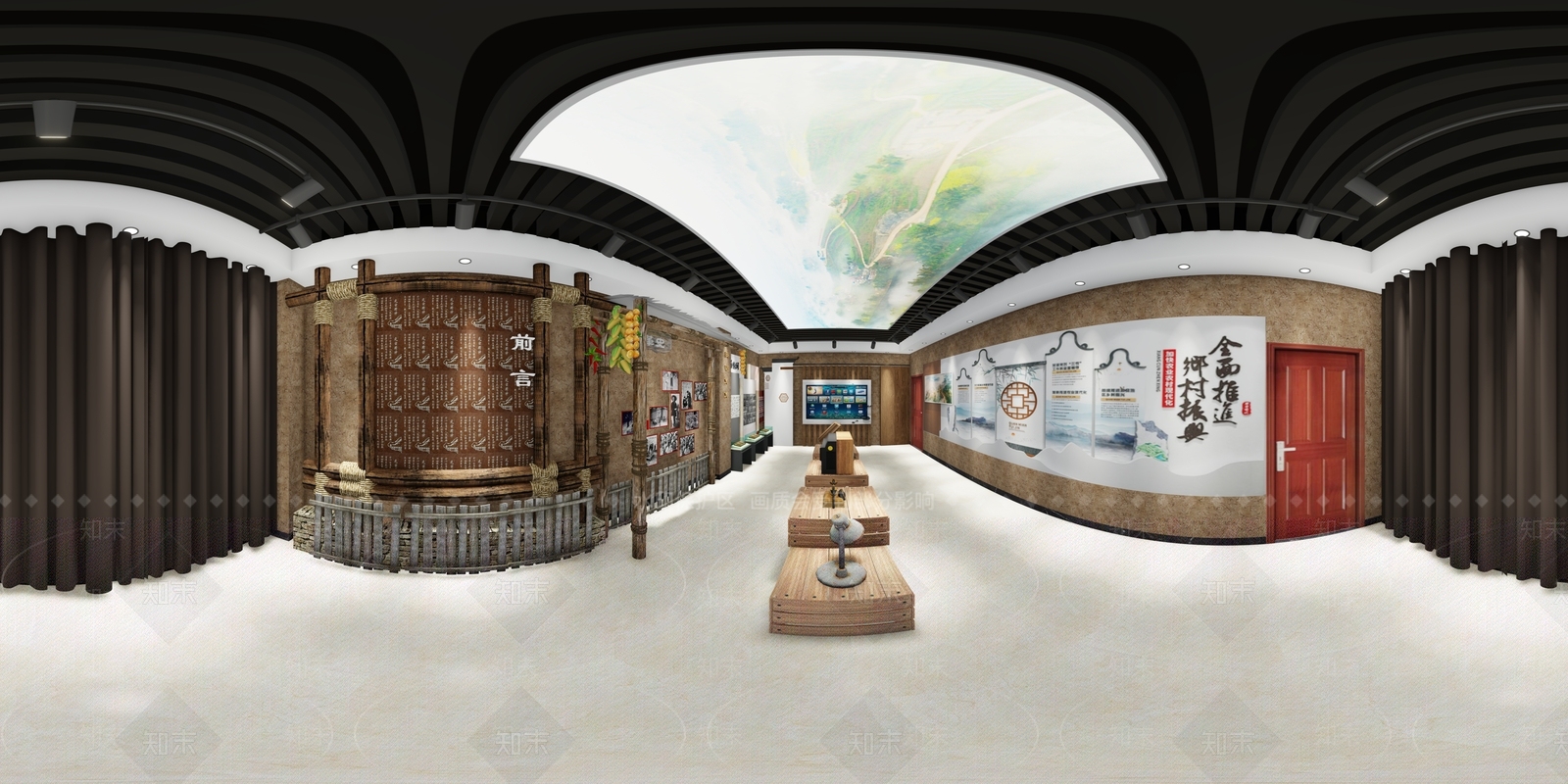 新中式展厅村史馆SU模型下载【ID:1109018656】