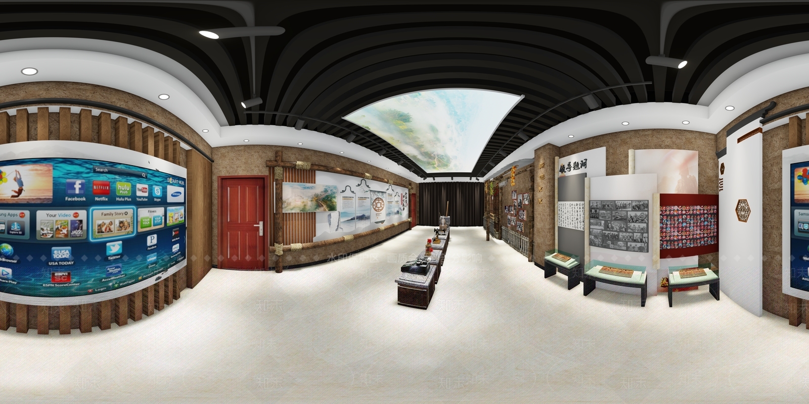 新中式展厅村史馆SU模型下载【ID:1109018656】