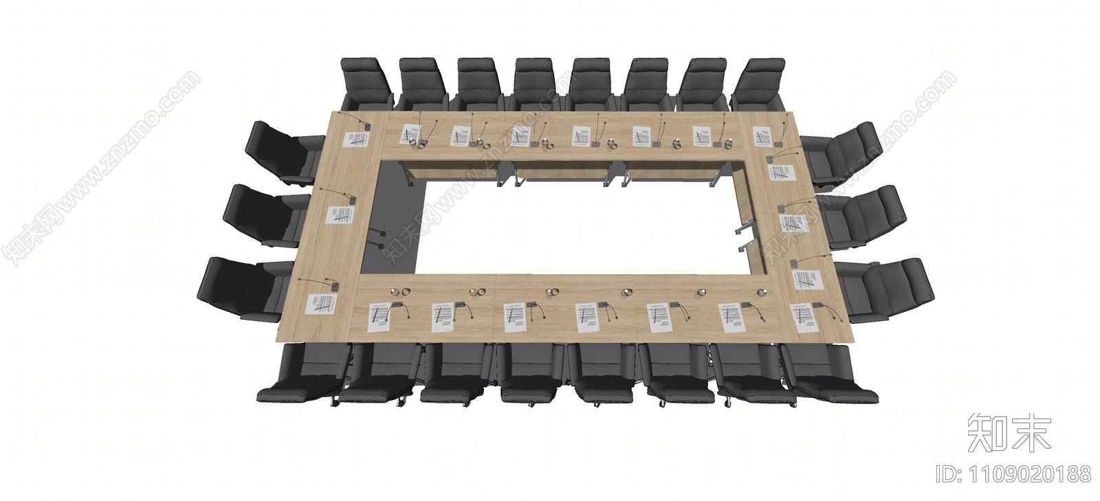 现代办公会议桌SU模型下载【ID:1109020188】